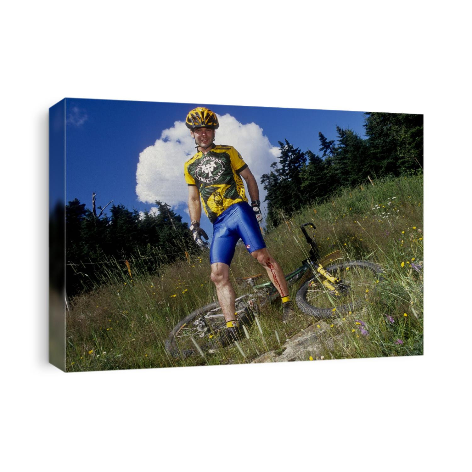 Injured mountain bicycllist.