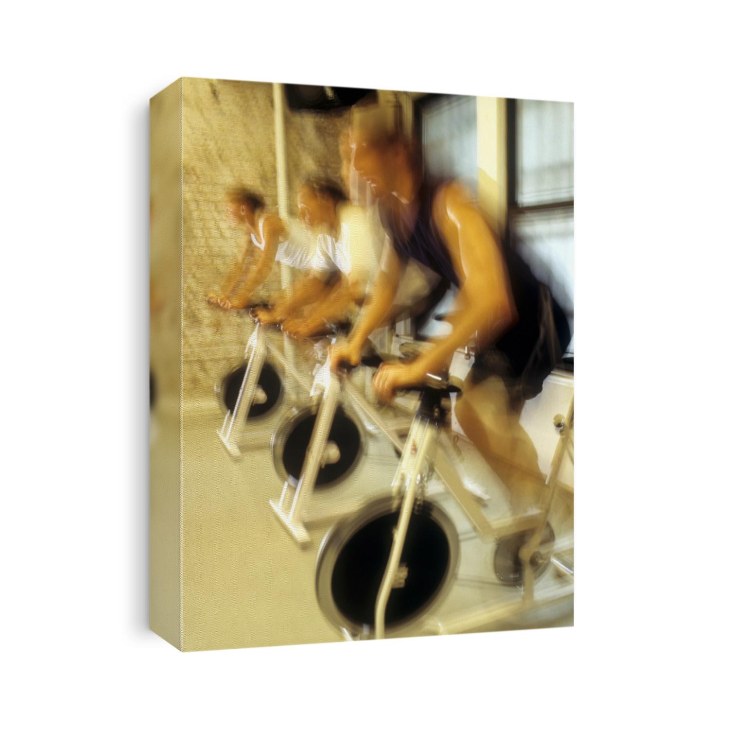 Cycling spinning class in action.