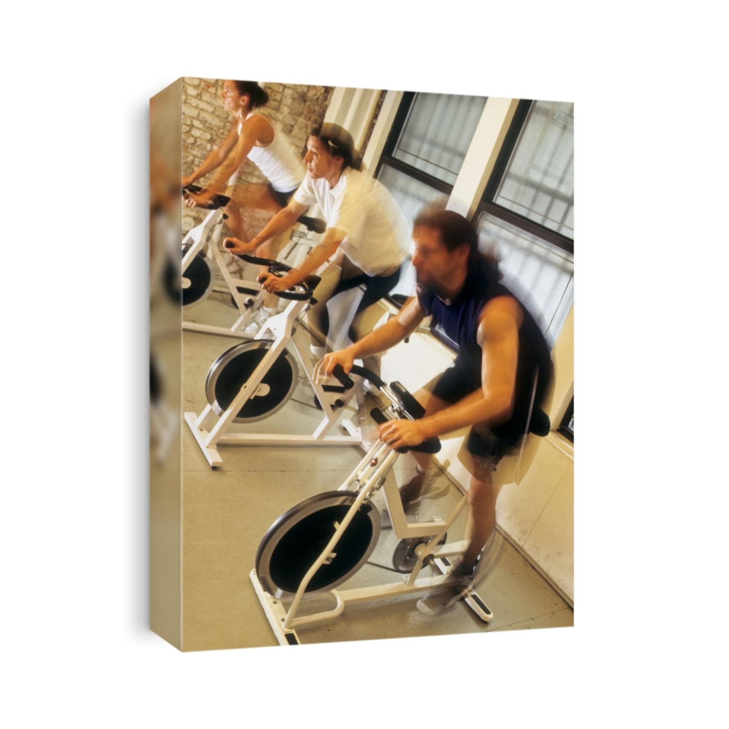Cycling spinning class in action.
