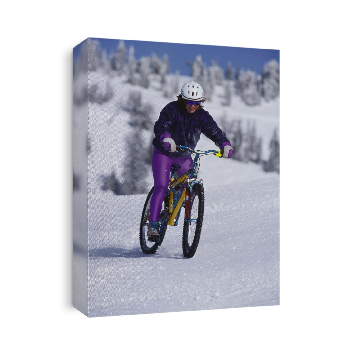 Mountain biking on snow.