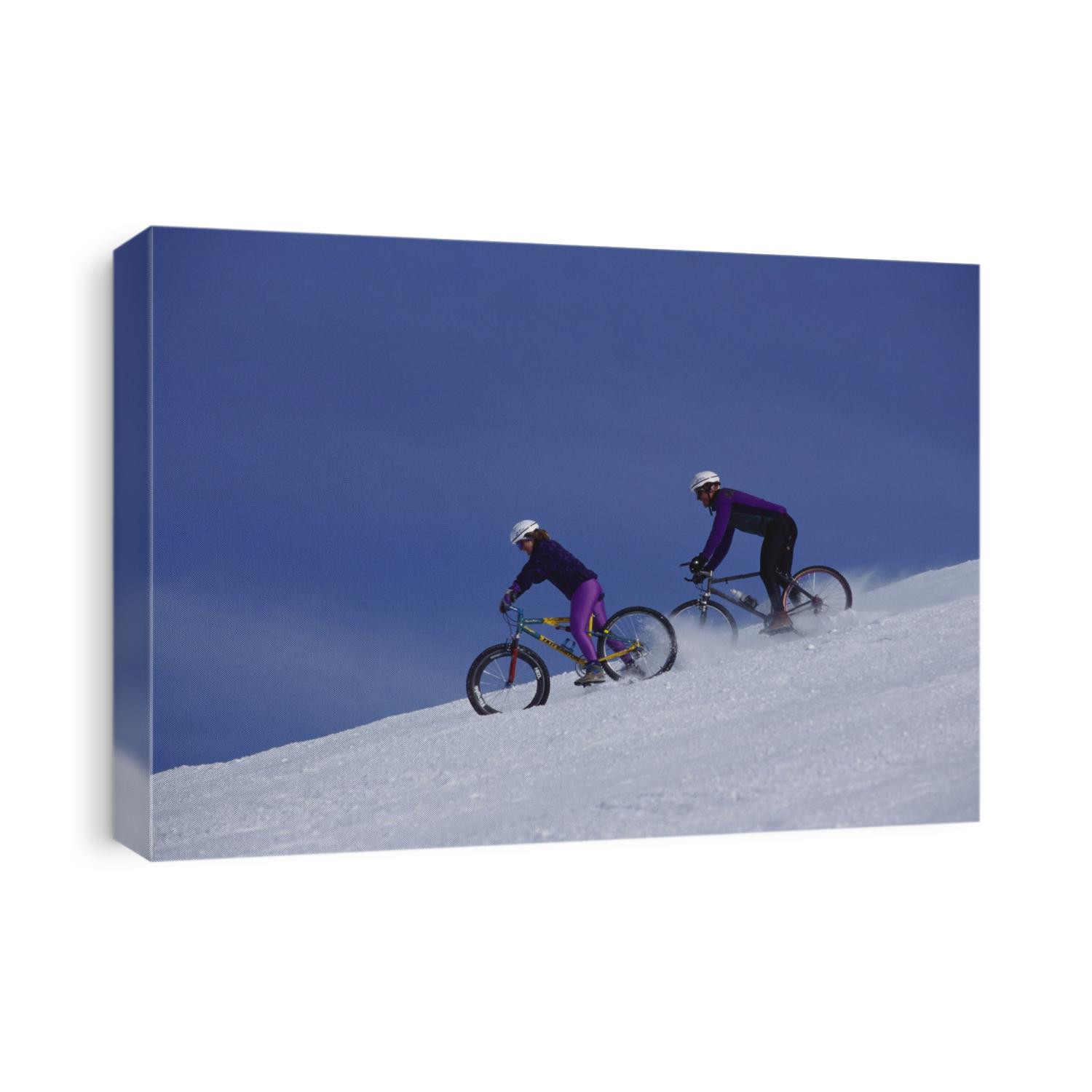 Mountain biking on snow.