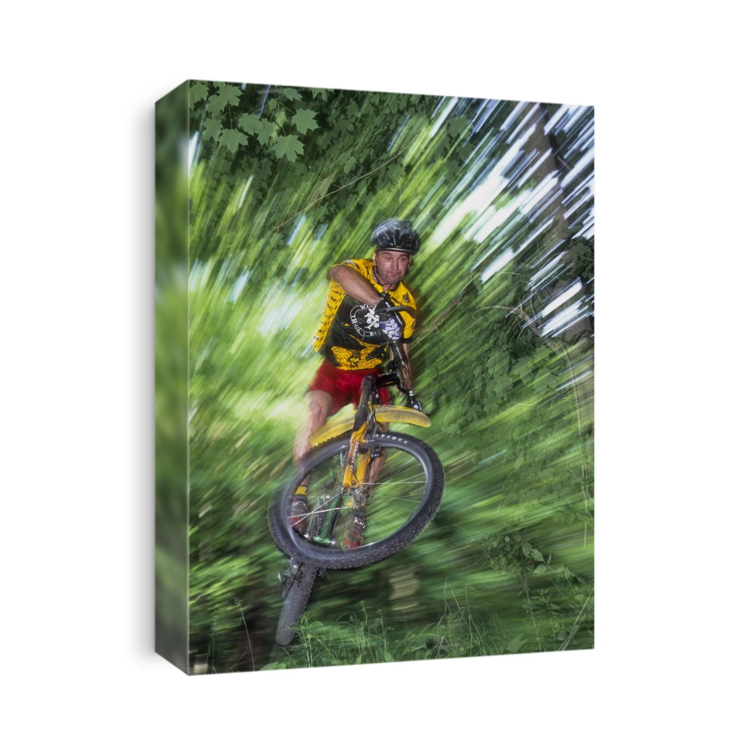 Recreational mountain biker riding on the trails.