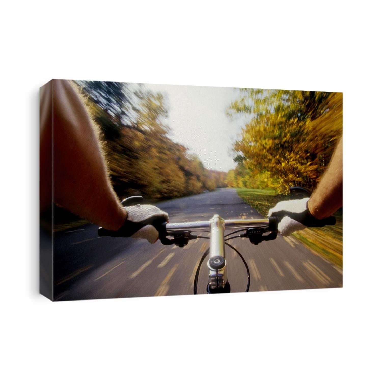 Detail of cyclist view while riding on the roads.