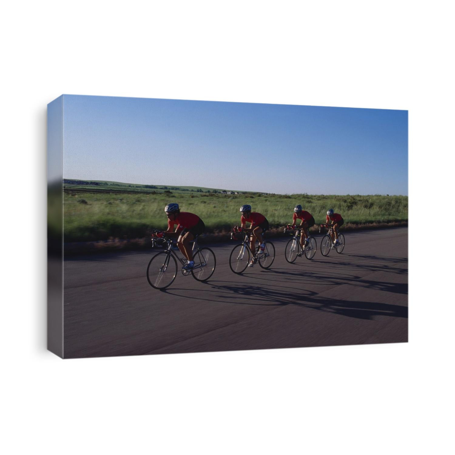 Road cycling team in action.