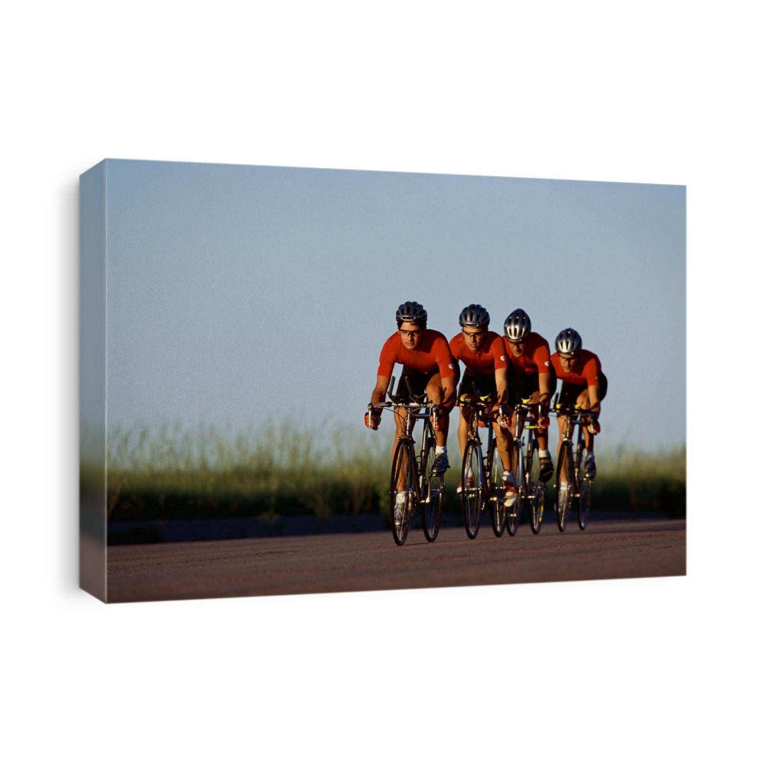 Road cycling team in action.