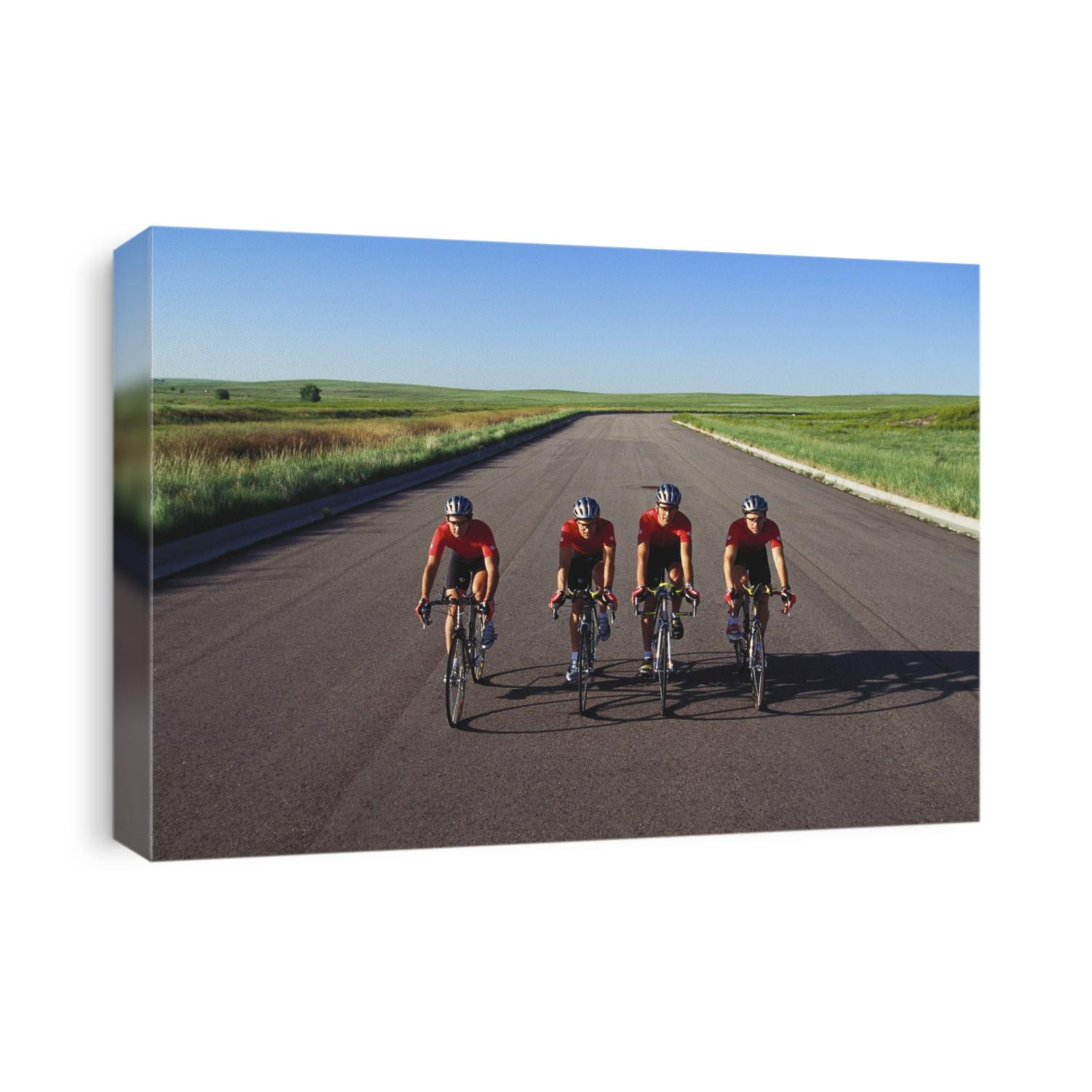Road cycling team in action.