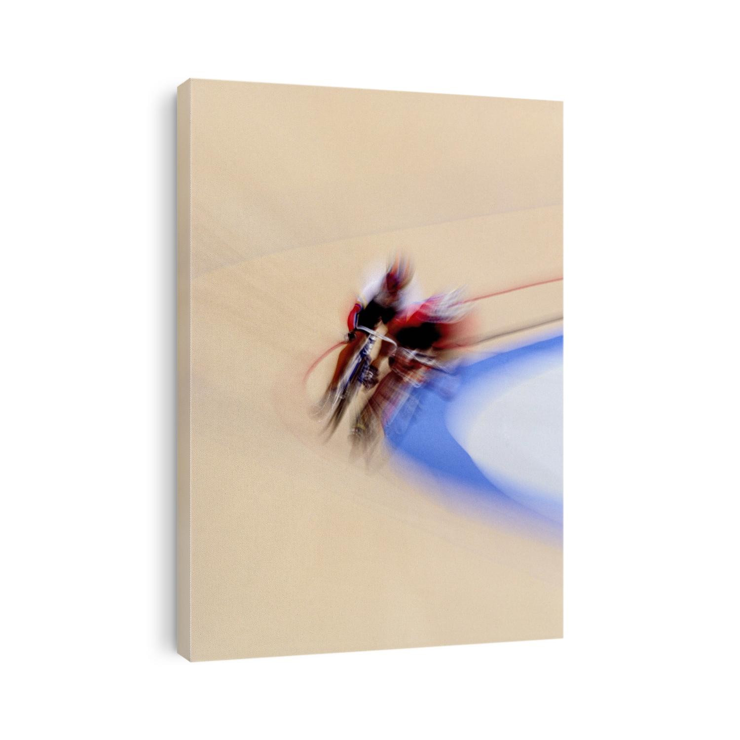 Blurred action of cyclist competing on the track.