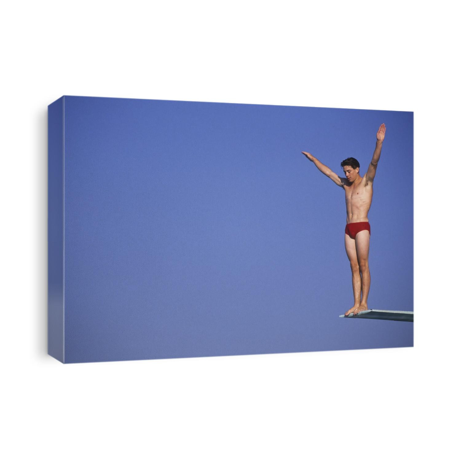Action of male diver in the air.