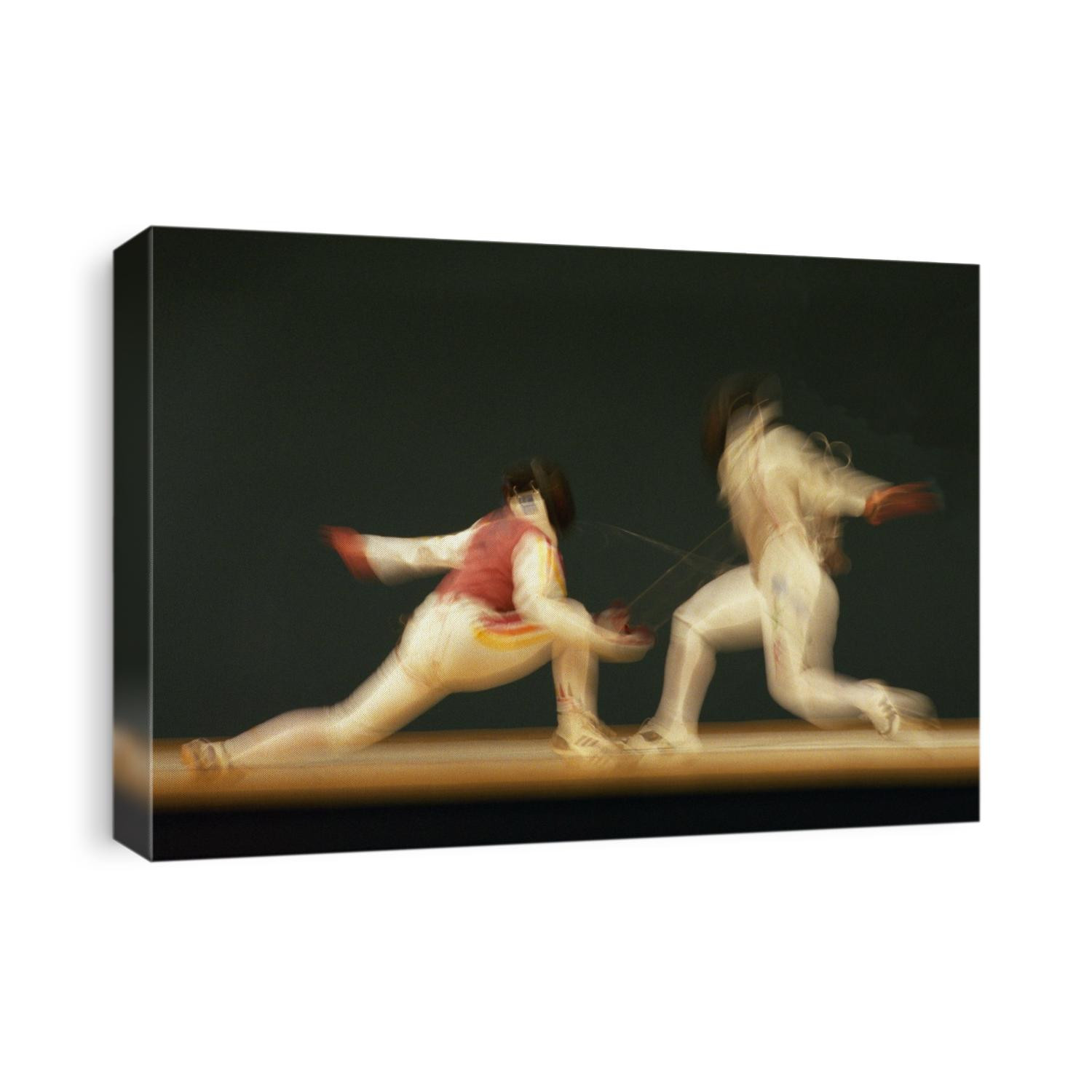 Blurred action of women fencing
