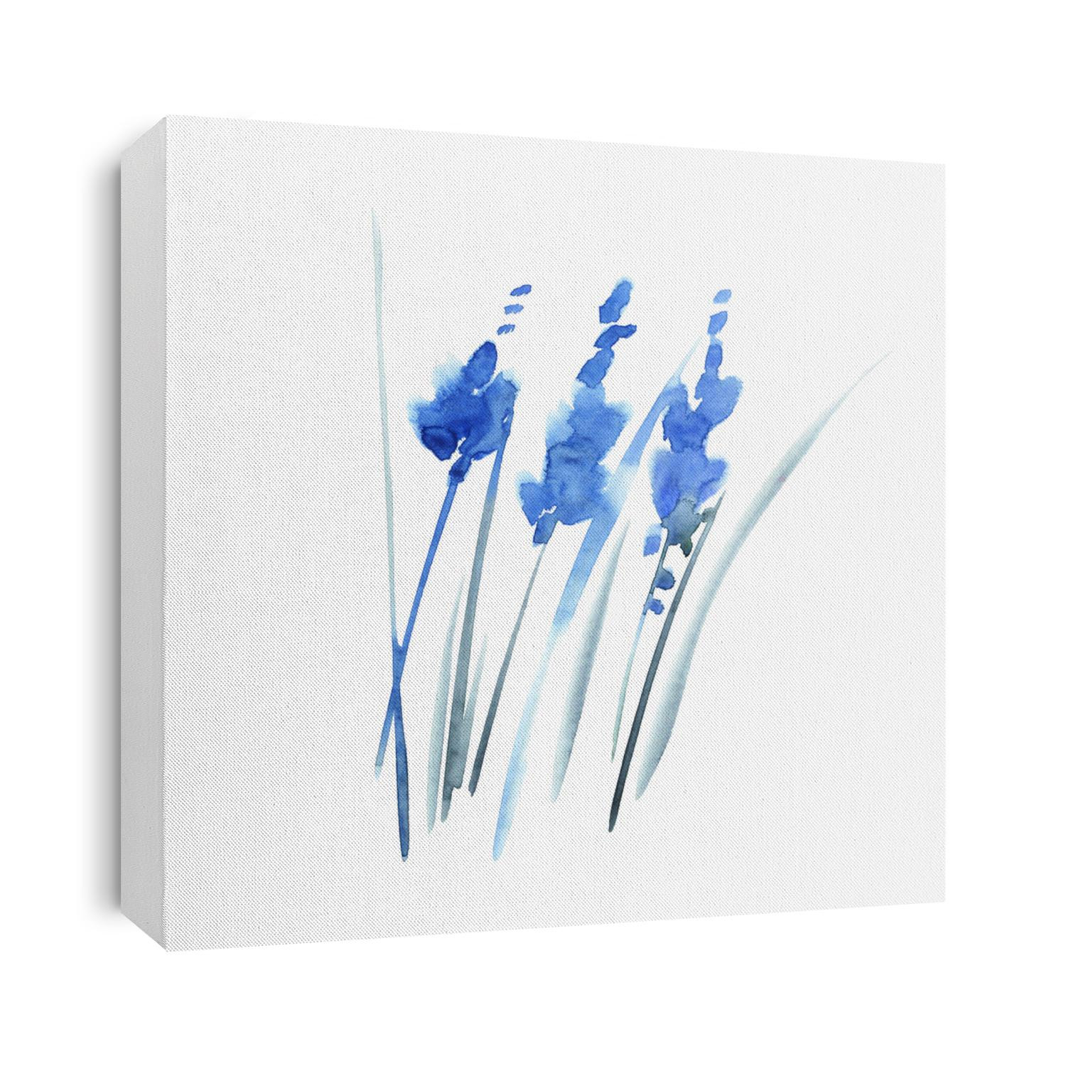 shabby chic watercolor hand drawn lavender.  Decorative paint background of blue blossom flower  for greeting cards, invitations