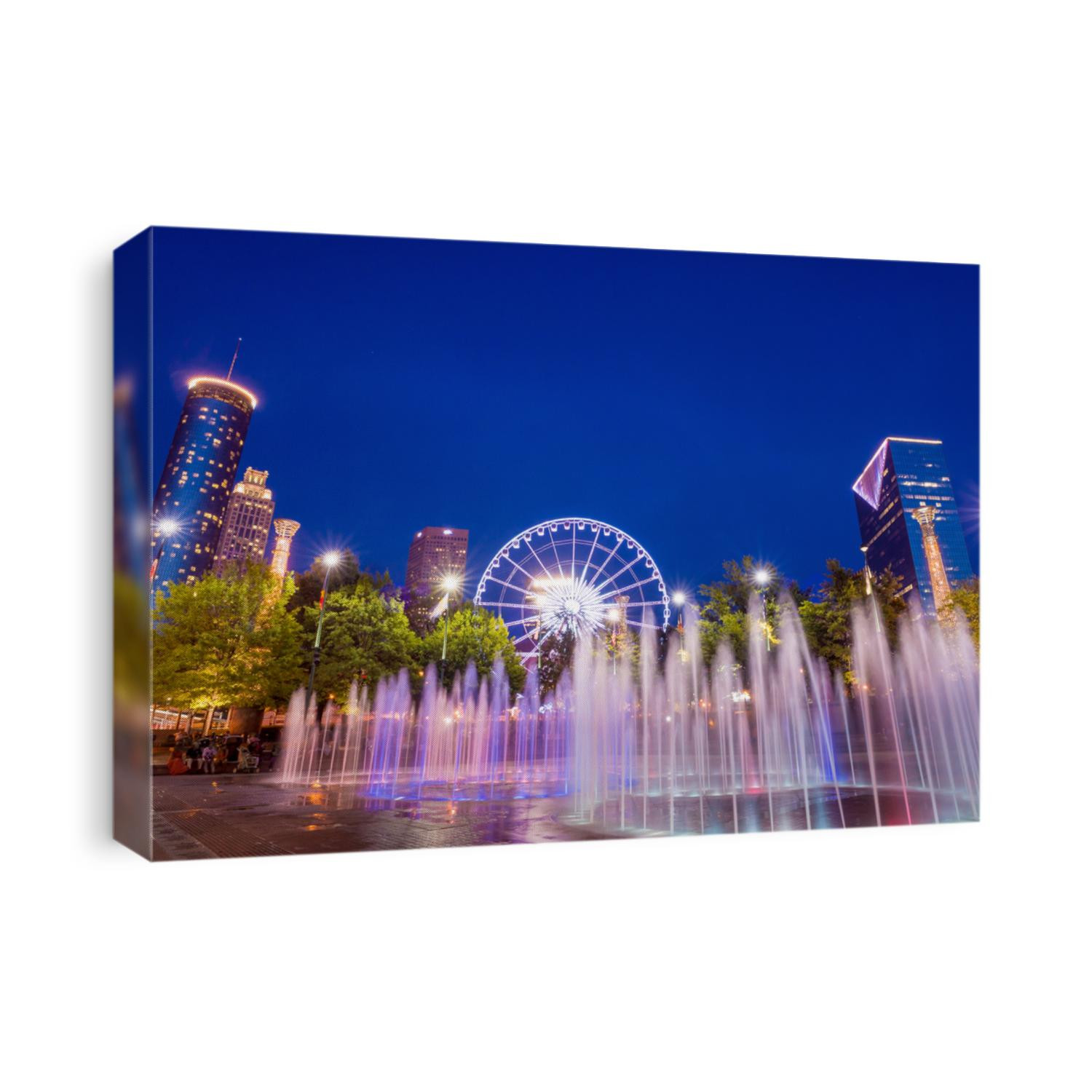 Centennial Olympic Park in Atlanta during twilight hour after sunset