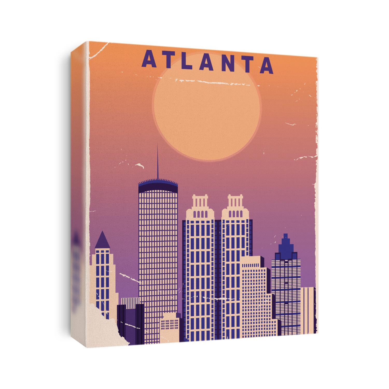 Atlanta city USA in old style. Travel background. Vector illustration