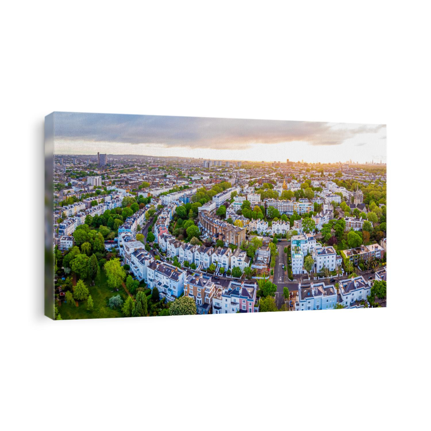Aerial view of Notting Hill in the morning, London, UK