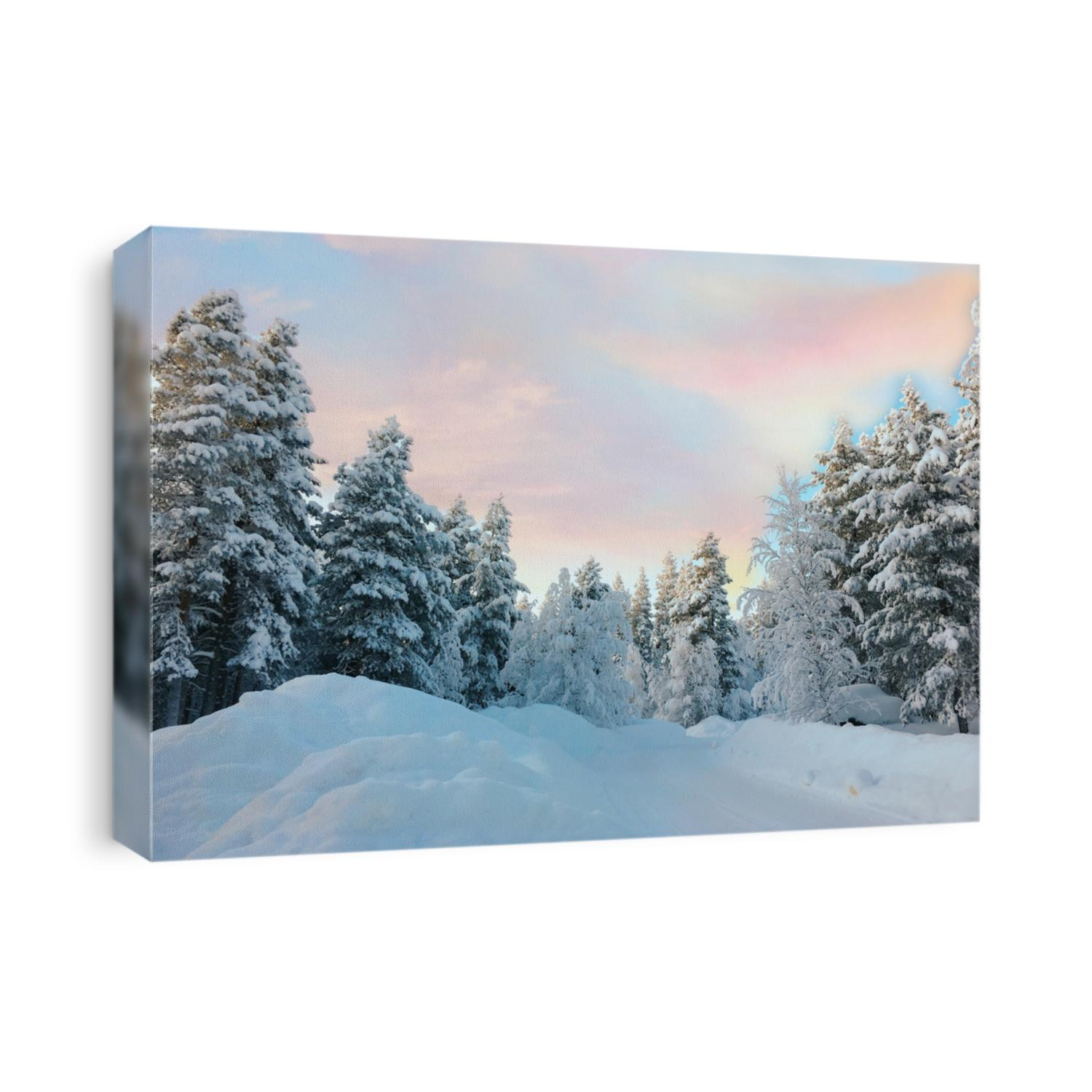 Winter landscape with cloulds Finland Lapland