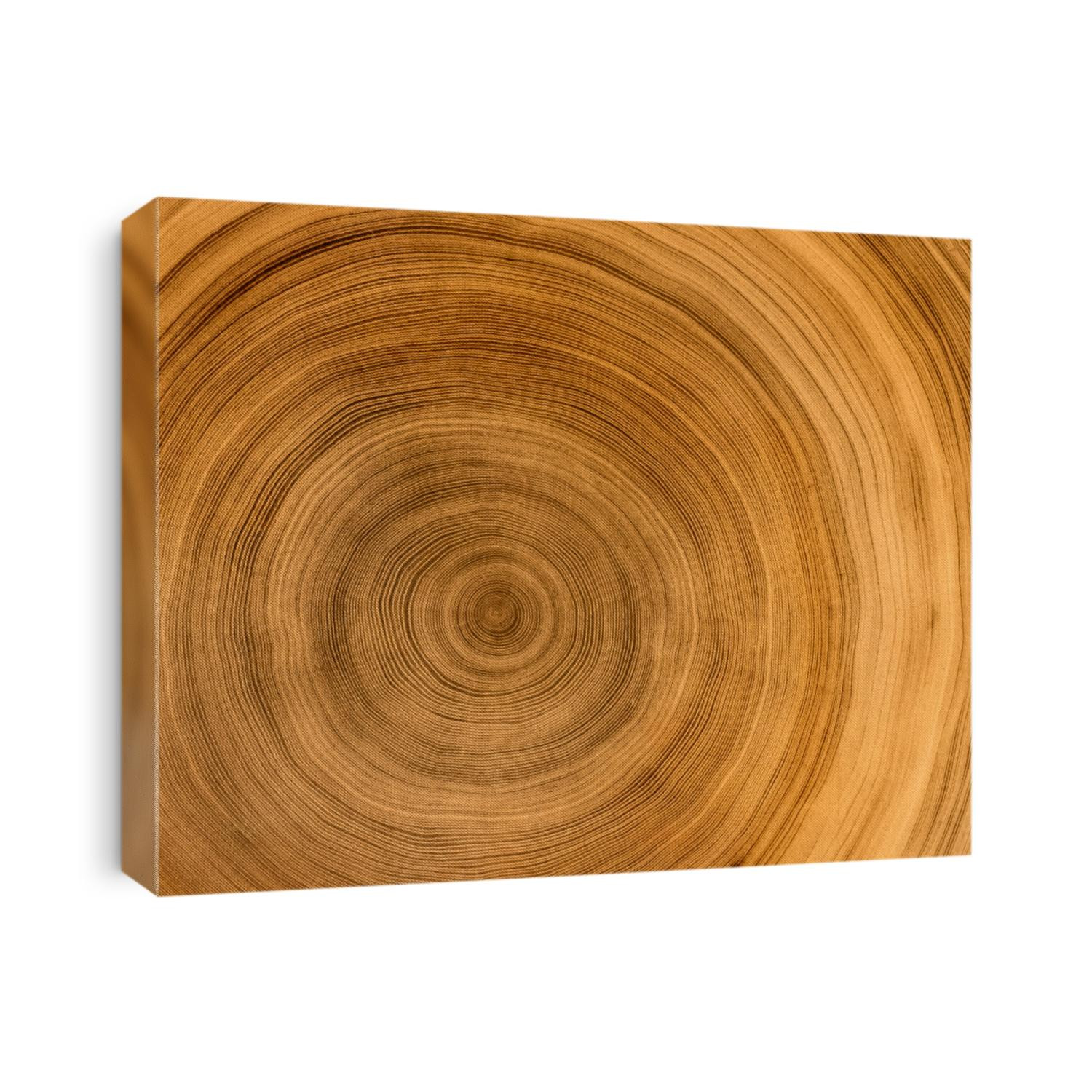 Old wooden oak tree cut surface. Detailed warm dark brown and orange tones of a felled tree trunk or stump. Rough organic texture of tree rings with close up of end grain.