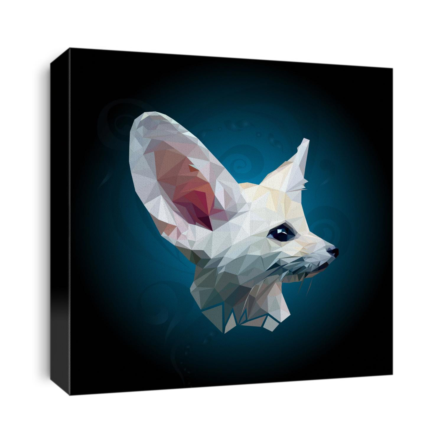 Low poly fox. Fennec.Vector illustration Fox Fenech. Animal 3d isolated. Low poly design. Abstraction background