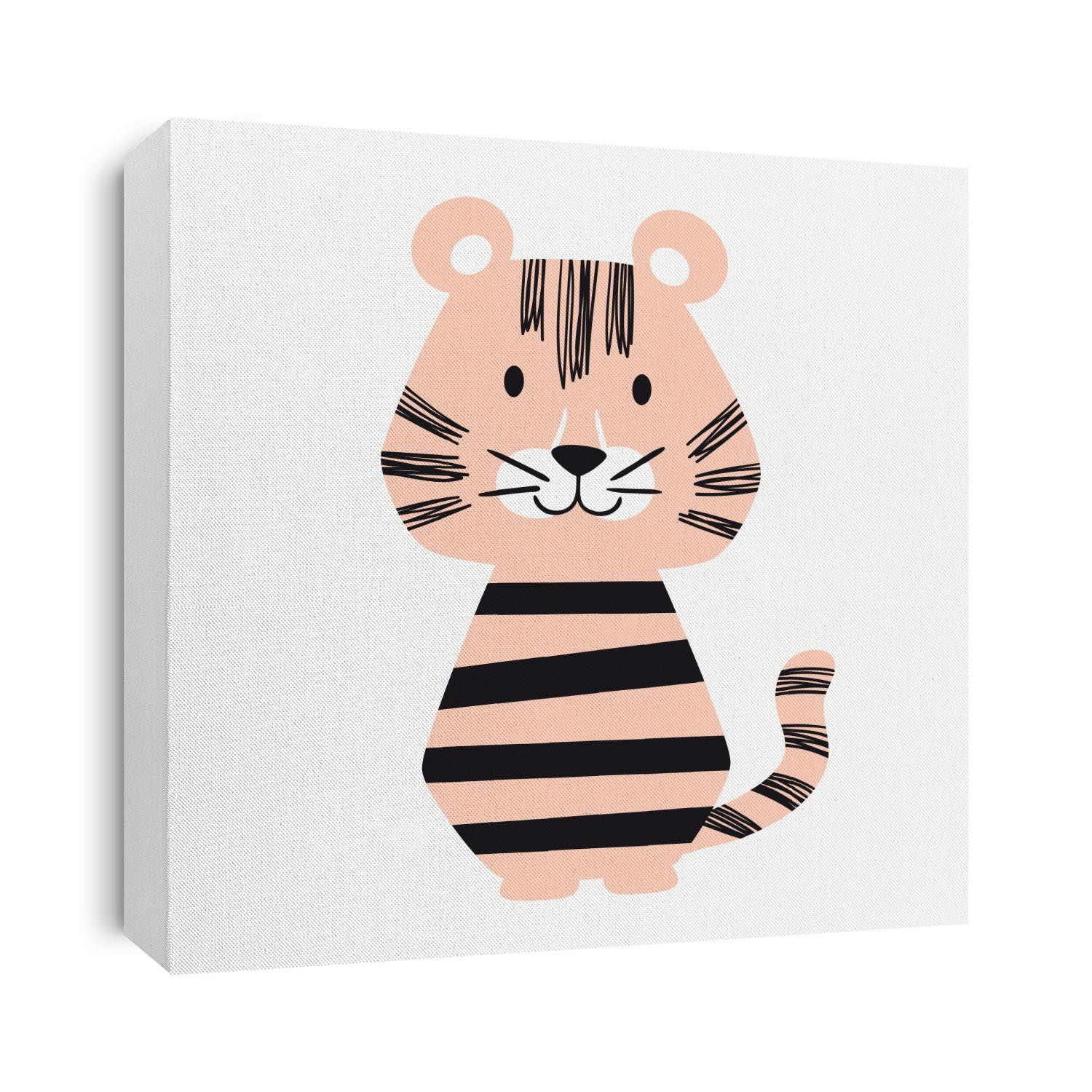 Tiger baby cute print set. Sweet zoo. Cool african animal illustration for nursery t-shirt, kids apparel, invitation, simple scandinavian child design. Little sweet one