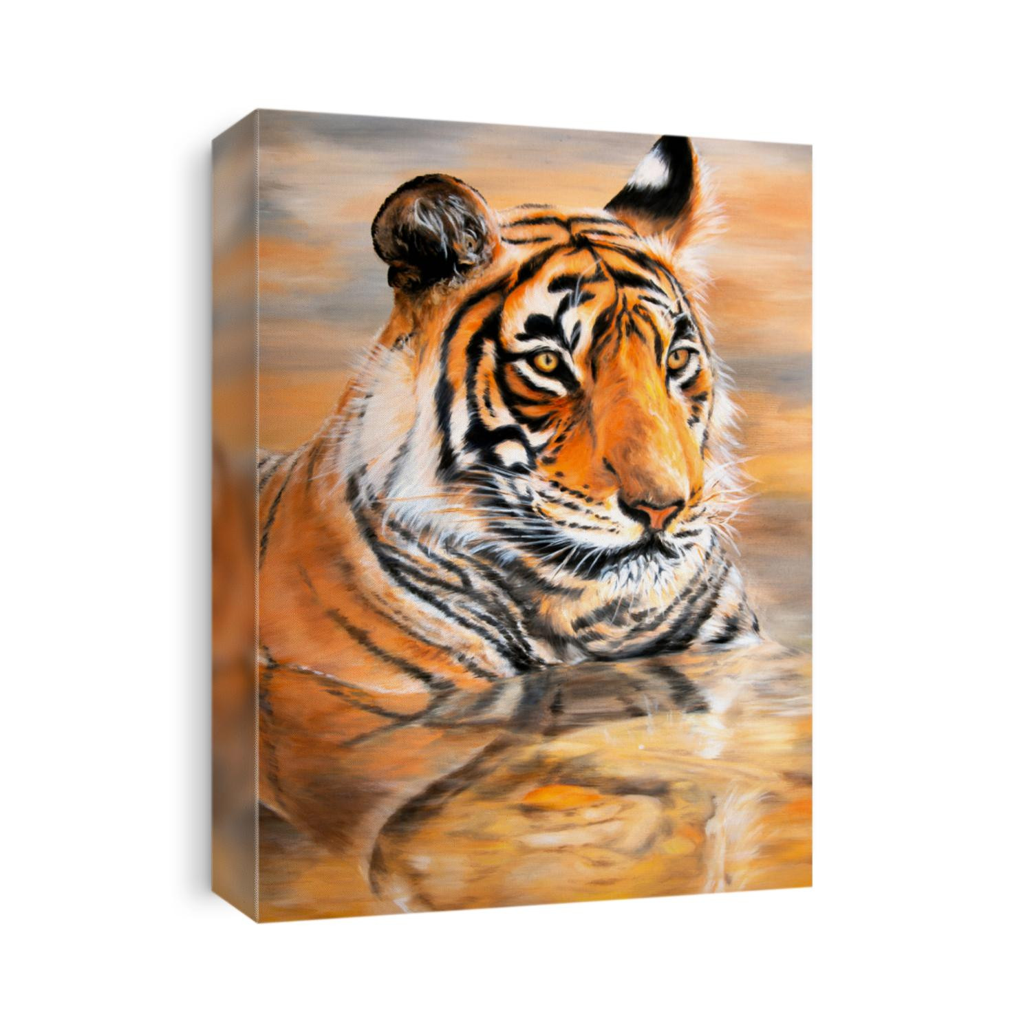 Original painting of Potrait of a Tiger Ranthambore, India. Oiil painting on large canvas