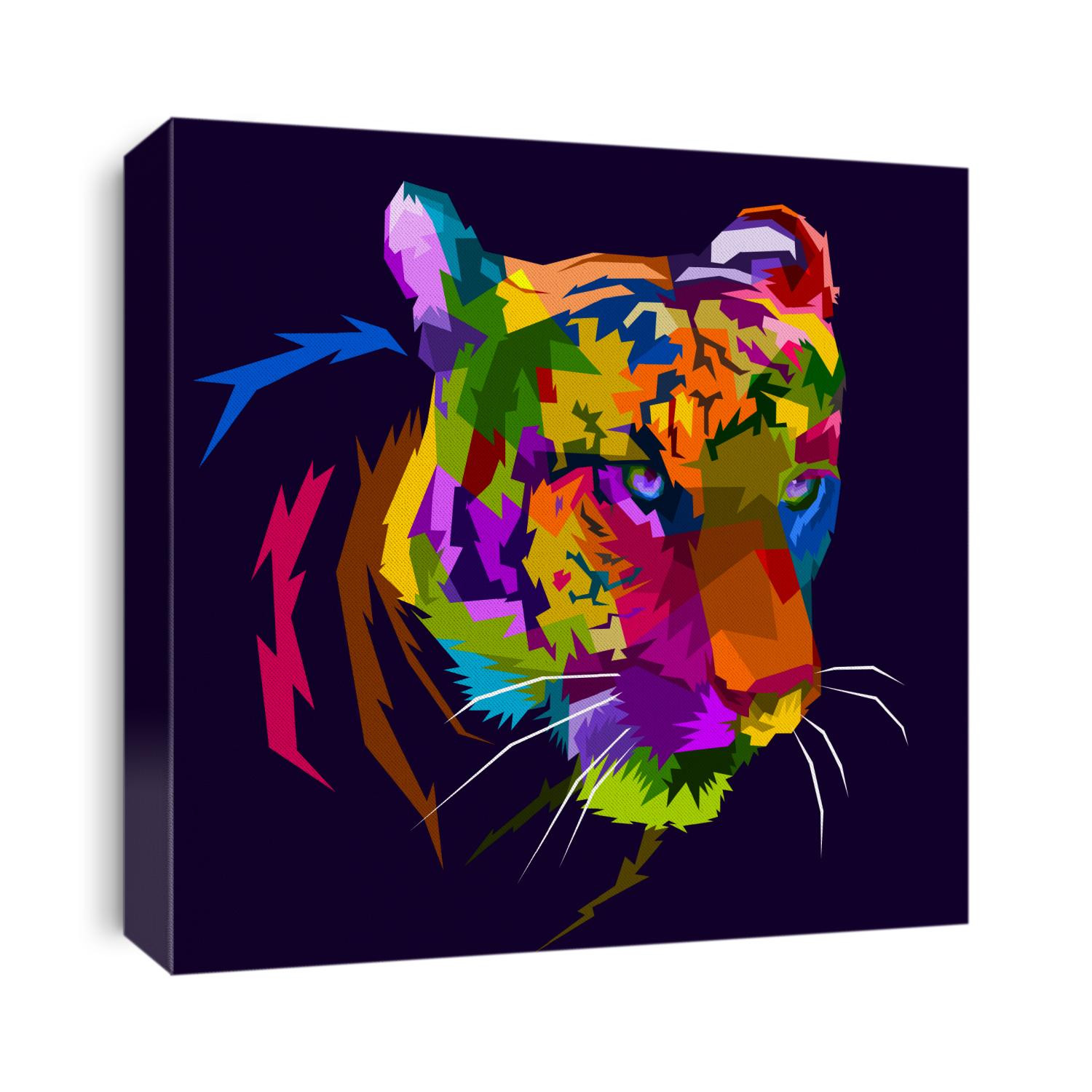 
colorful tiger face isolated on pop art