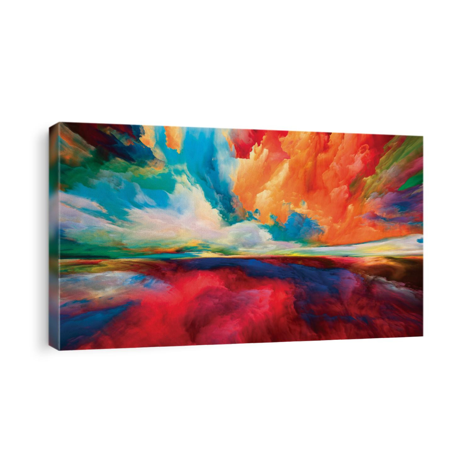 Spectral Clouds.  Escape to Reality series. Arrangement of surreal sunset sunrise colors and textures on the subject of landscape painting, imagination, creativity and art