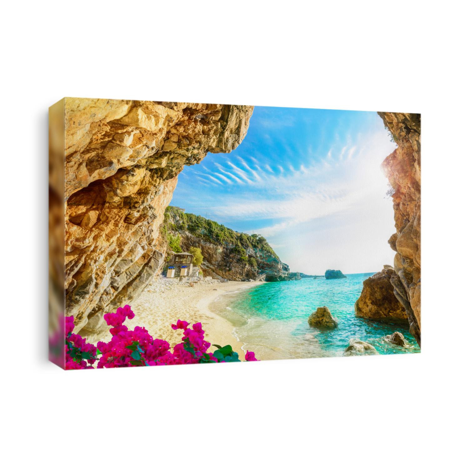 Beautiful view over the sea beach in Corfu island, Pelion, Mylopotamos, Greece