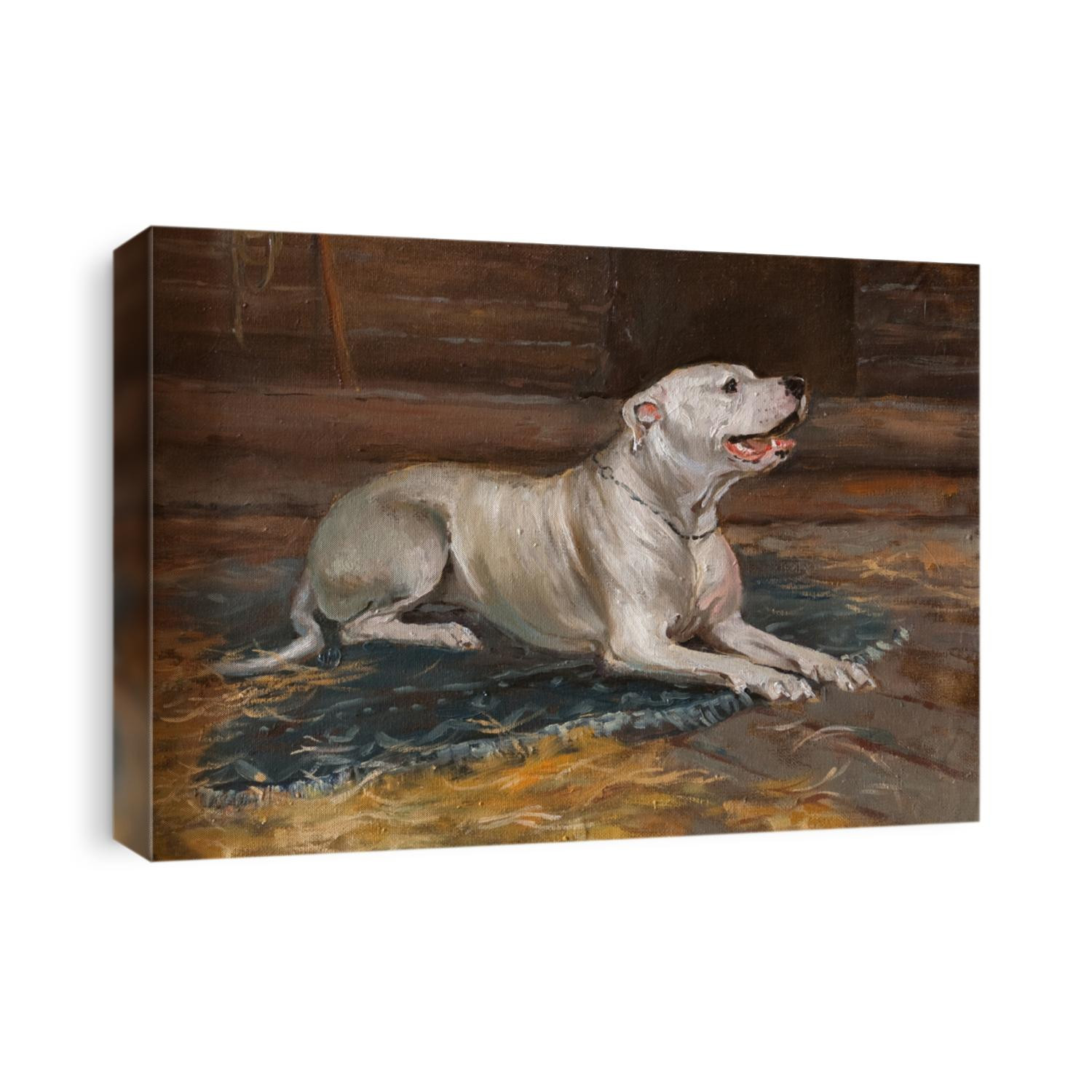 the dog is waiting for its owner. Emotional Oil Painting Art