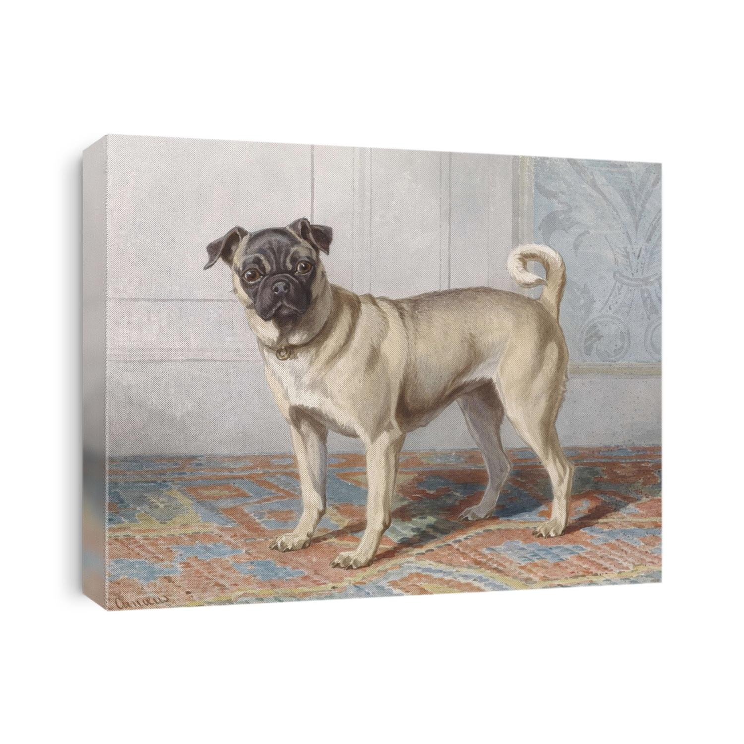 Portrait of Pug of the Vom Rath Family, by Conradijn Cunaeus, c. 1850-80, Dutch watercolor painting.