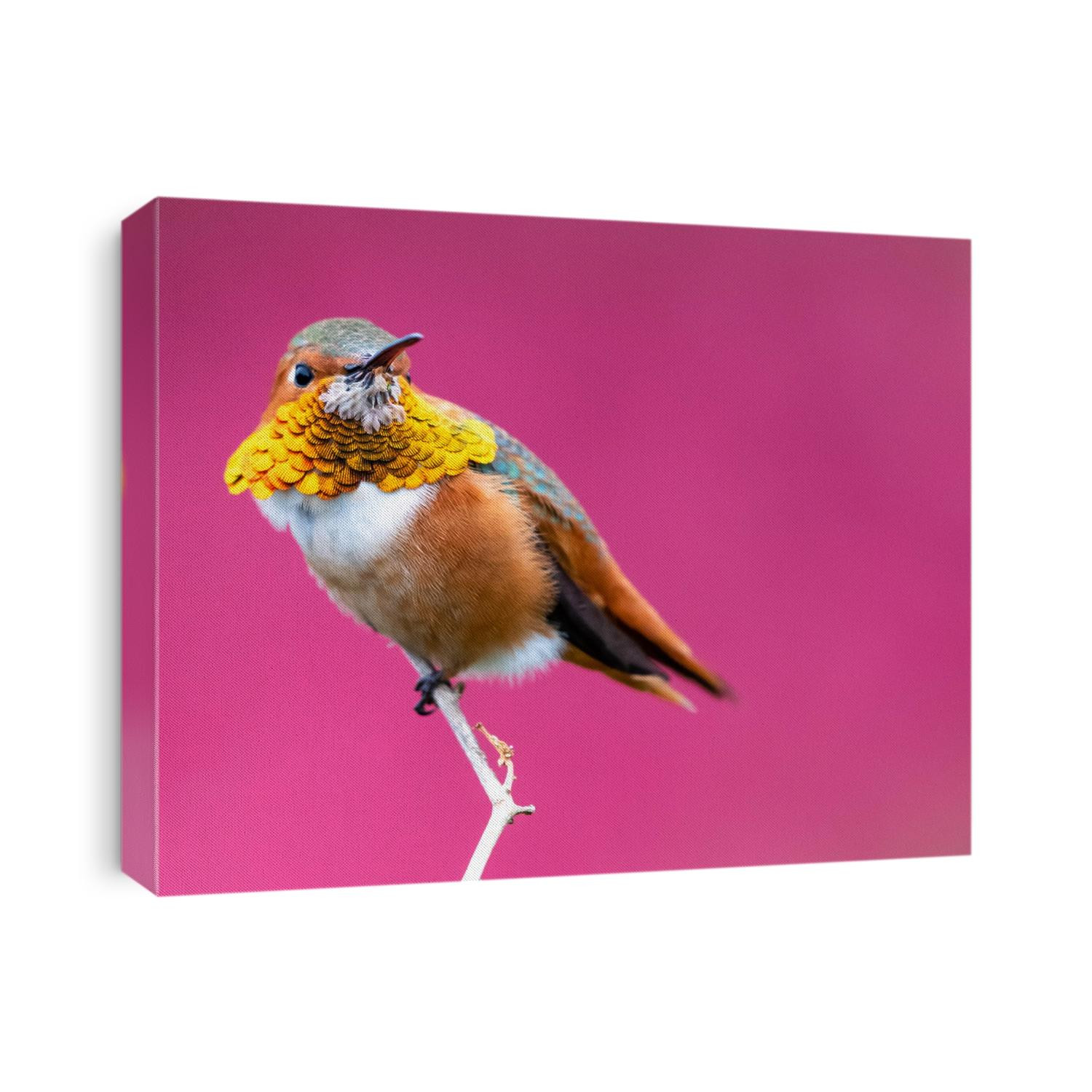 Allen's hummingbird with red bush in background