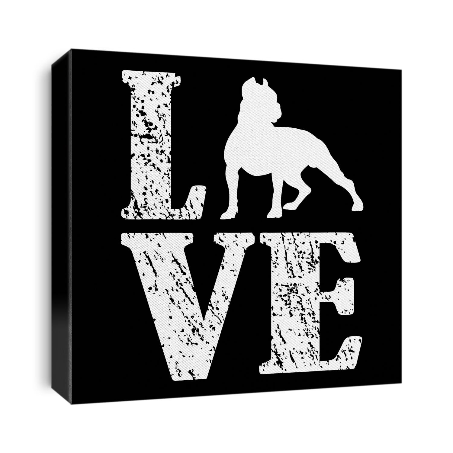 Love pit bull sticker on black background