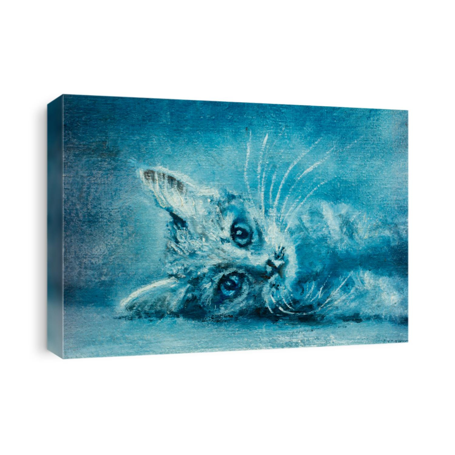 Beautiful young cat, kitten - Contemporary oil painting, illustration