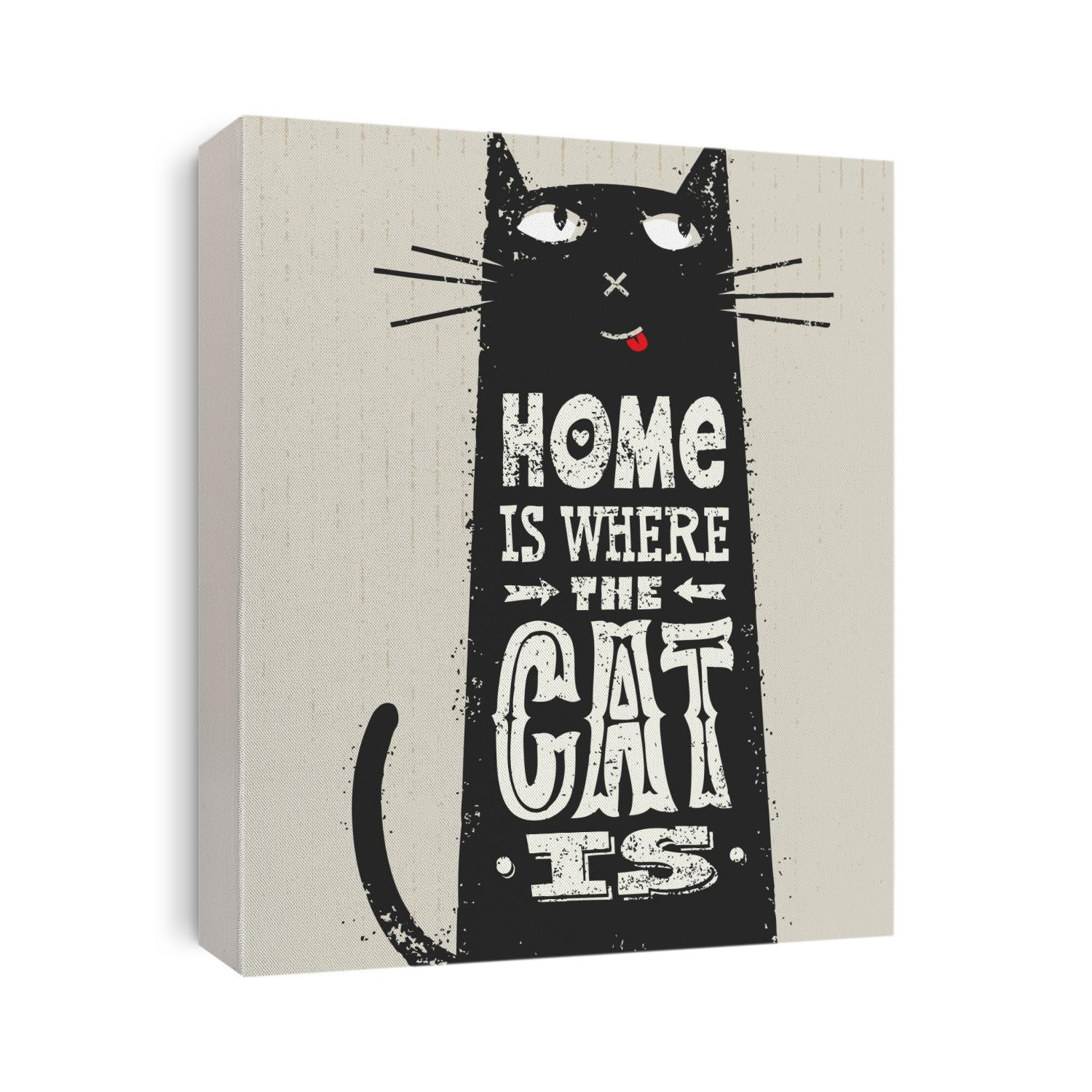 Home Is Where The Cat Is. Funny Quote About Pets. Vector Outstanding Typography Post Card Concept On Grunge Distressedd Background