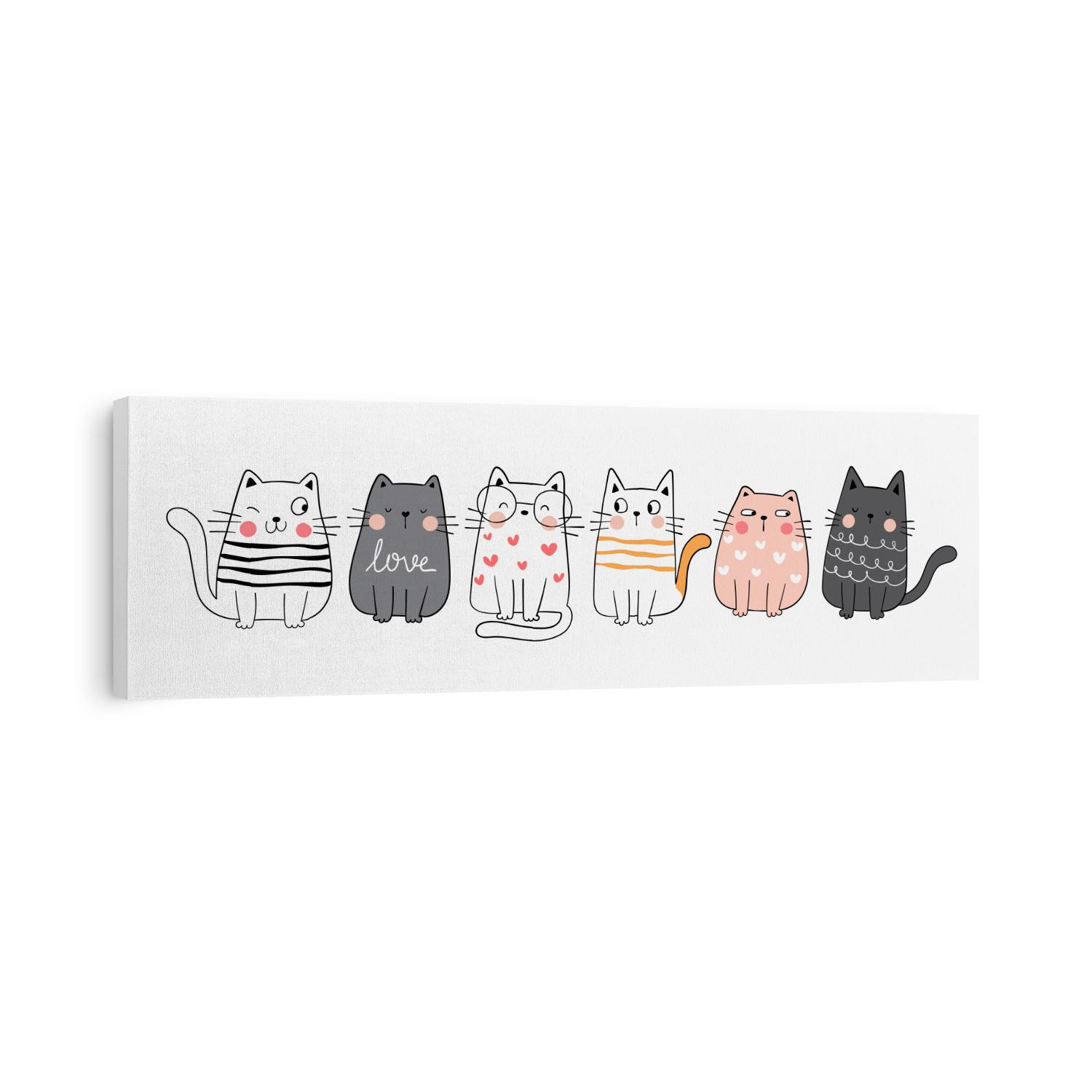 Draw vector illustration character collection cute cat.Doodle cartoon style.