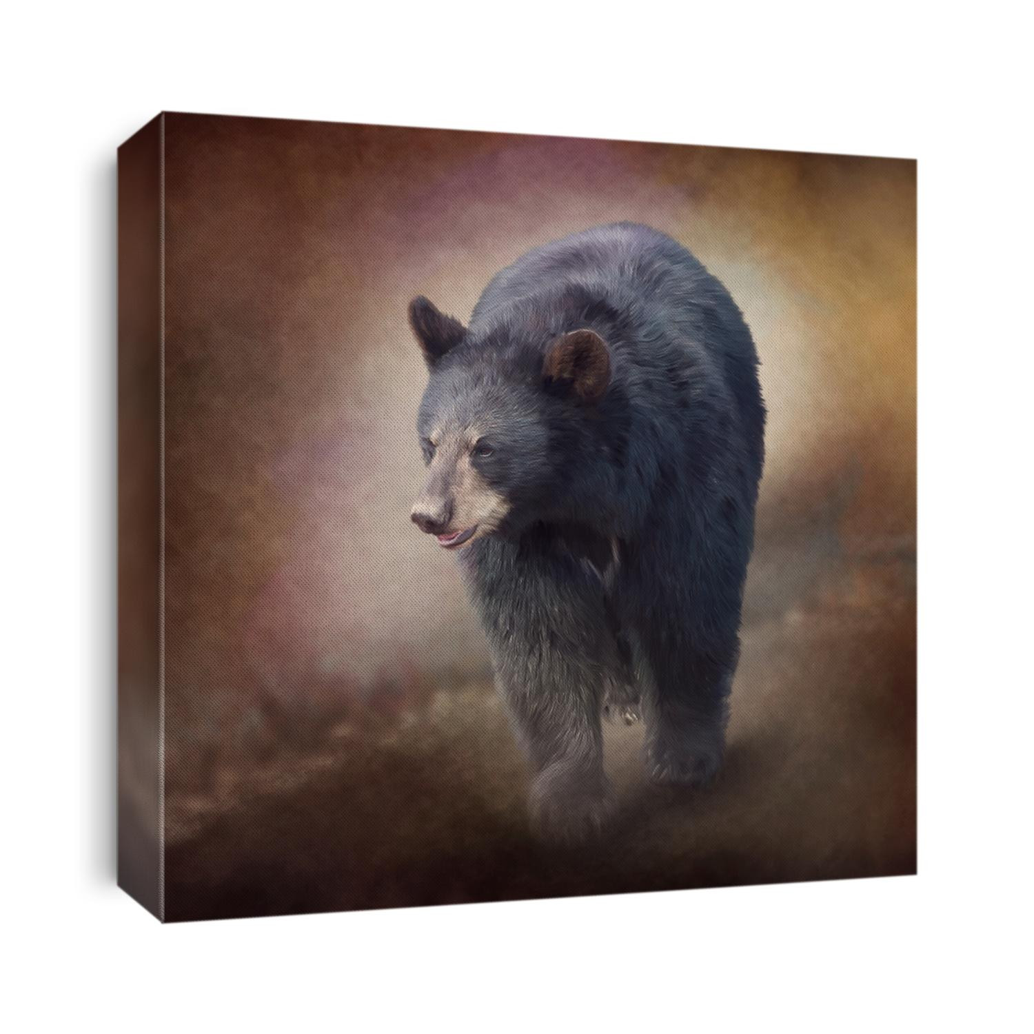 Black Bear walking. Watercolor painting