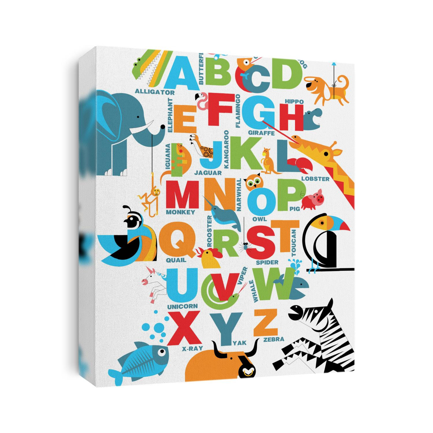 The alphabet with bright, colorful pictures of animals. ABC for the youngest children, poster with the alphabet for children. ABC with animals