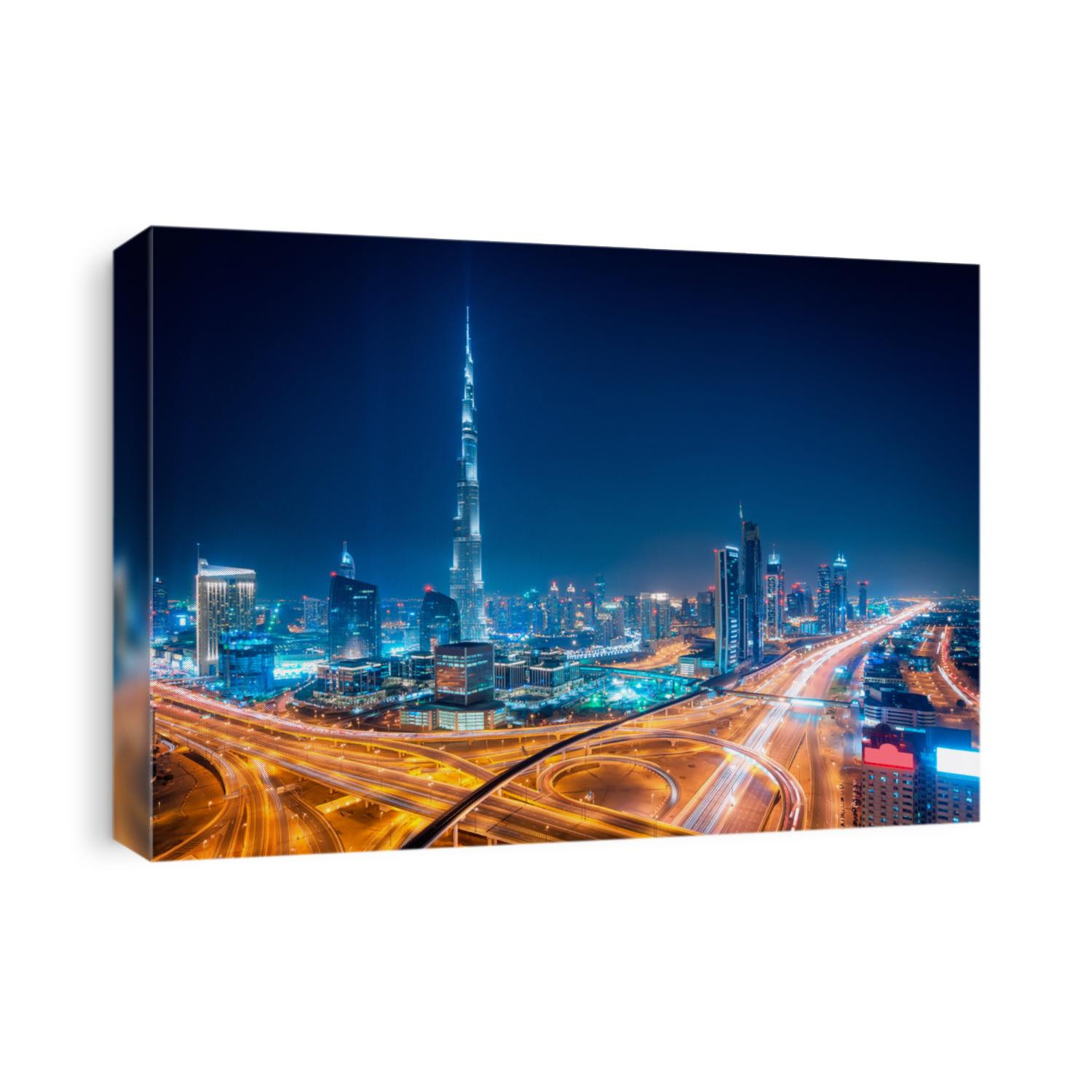 Amazing night dubai downtown skyline, Dubai, United Arab Emirates