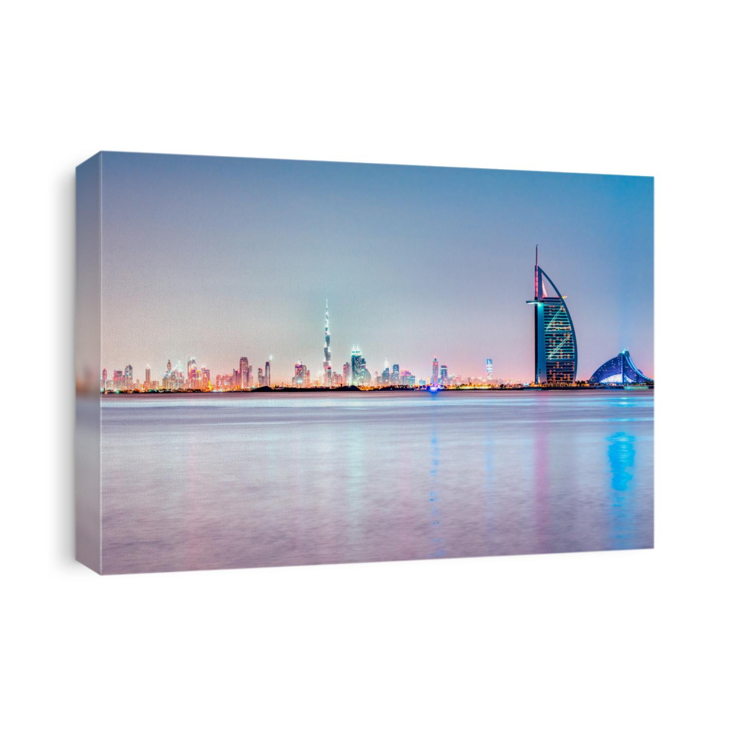 Dubai skyline at dusk, UAE.