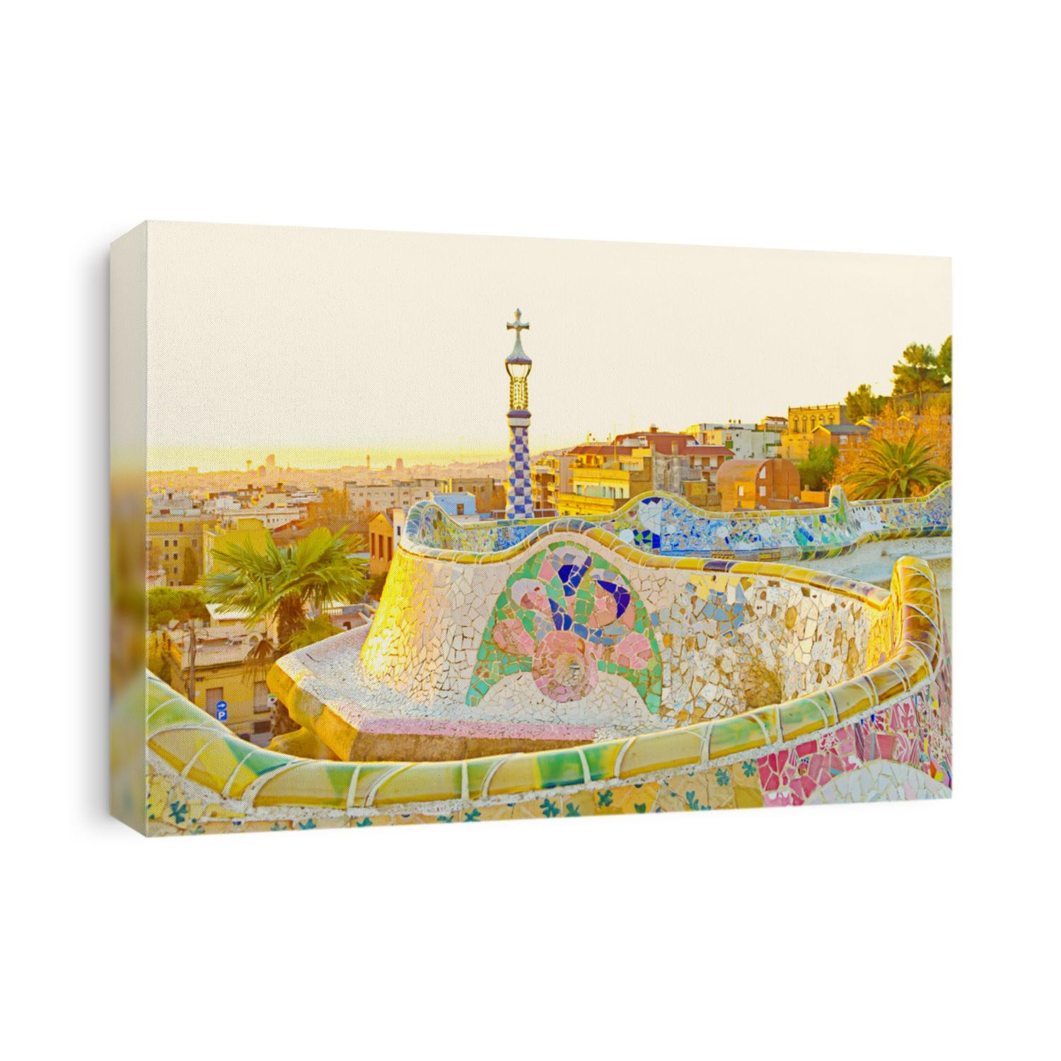 Views from the Parc Guell designed by Antoni Gaudi, Barcelona, Spain.