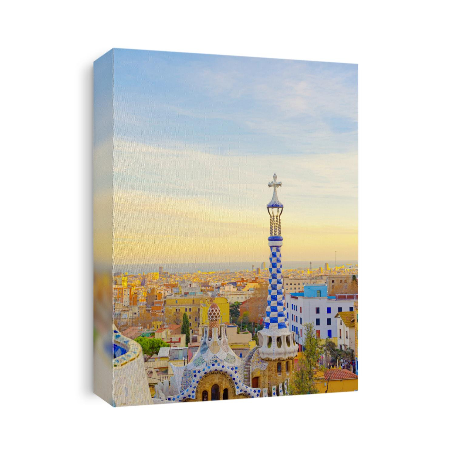 Views from the Parc Guell designed by Antoni Gaudi, Barcelona, Spain.