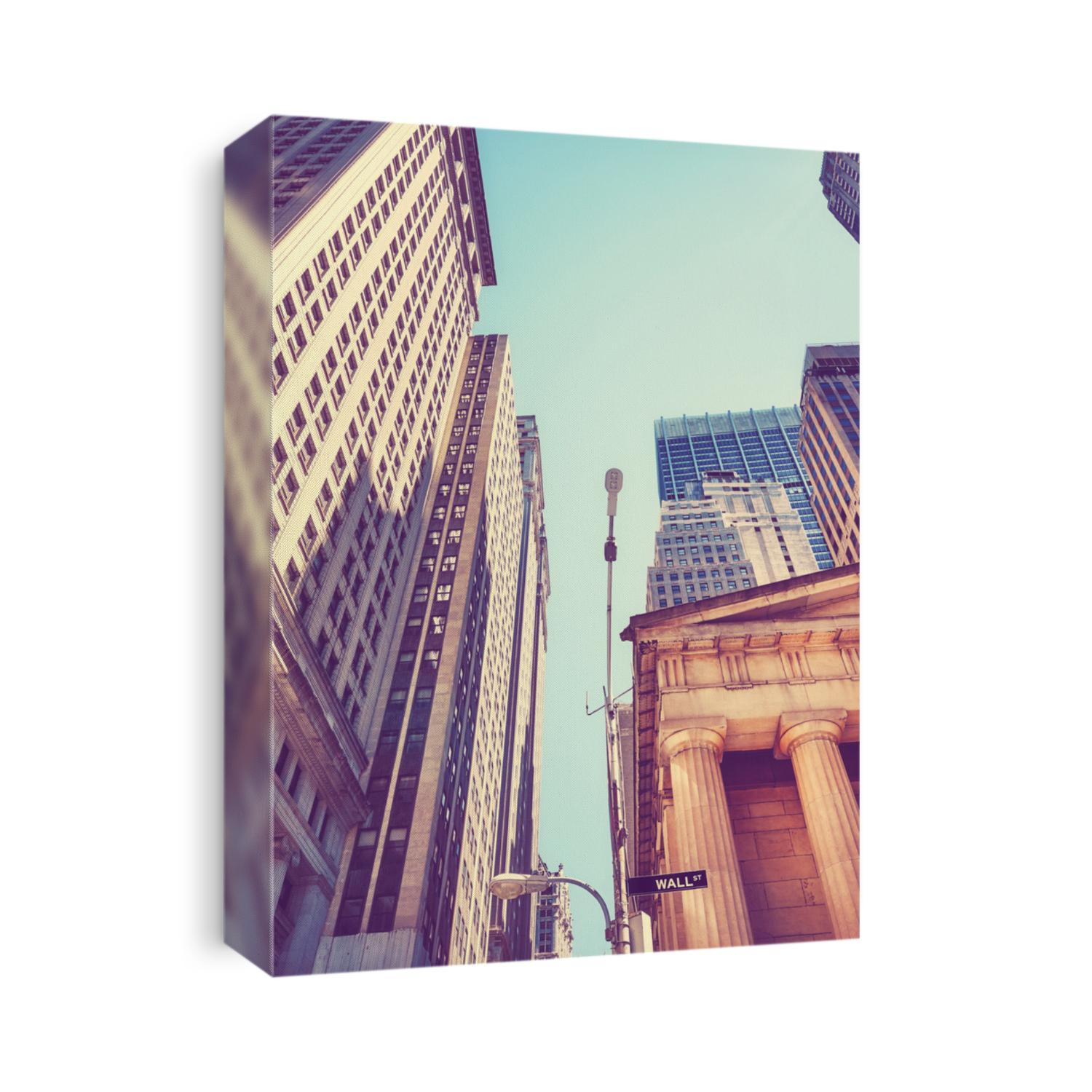 Vintage toned picture of Wall Street in Manhattan, New York City, USA.