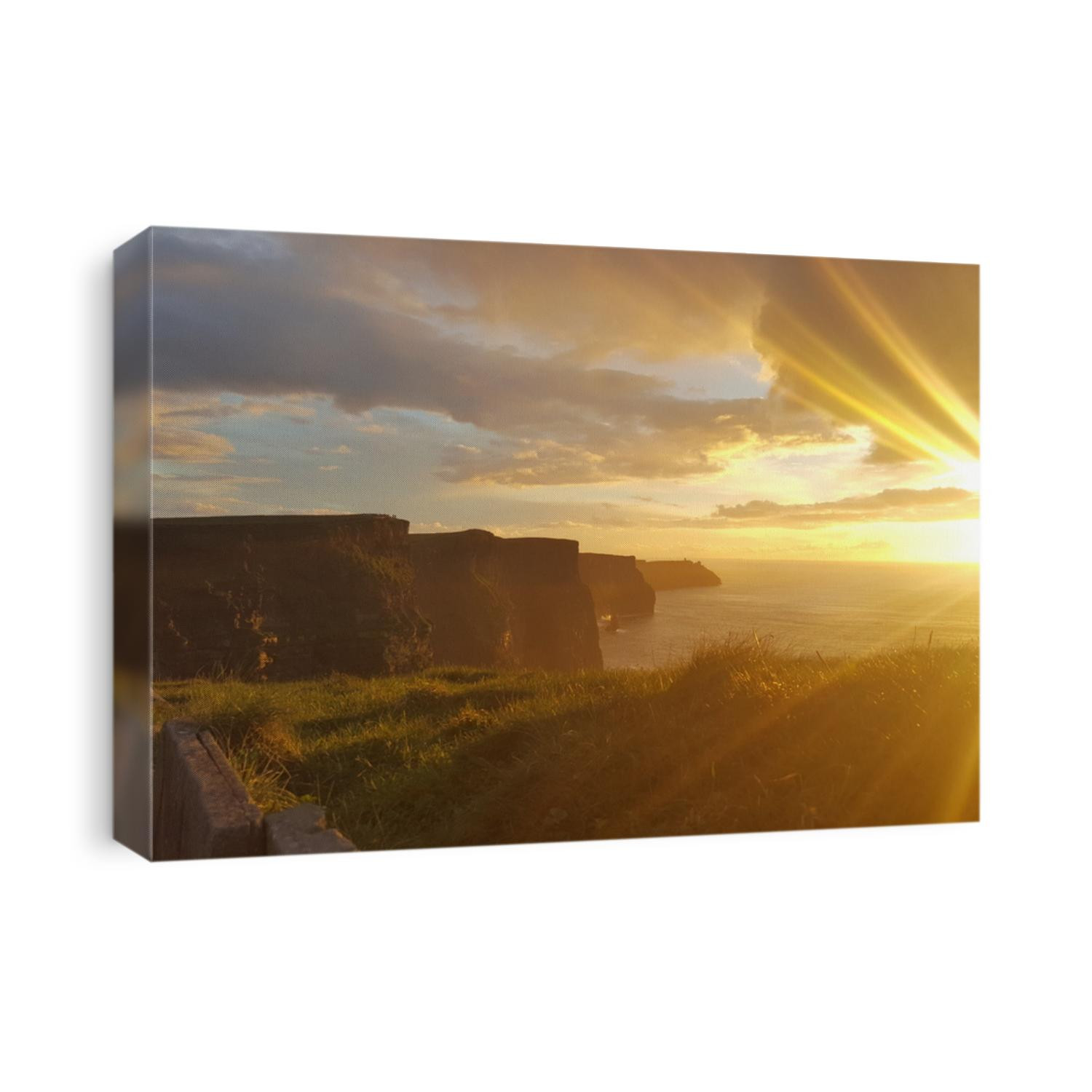 Famous cliffs of Moher at sunset in Co. Clare Ireland Europe. Beautiful landscape as natural attraction