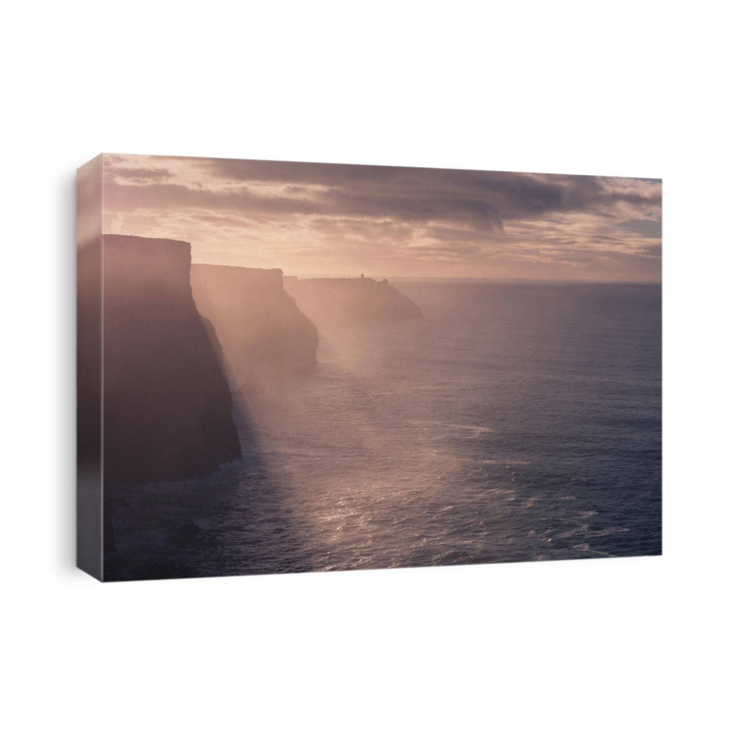 Cliff of Moher. county Clare, Ireland. Famous tourist attraction, Dramatic lighting, Clouds, Toned.