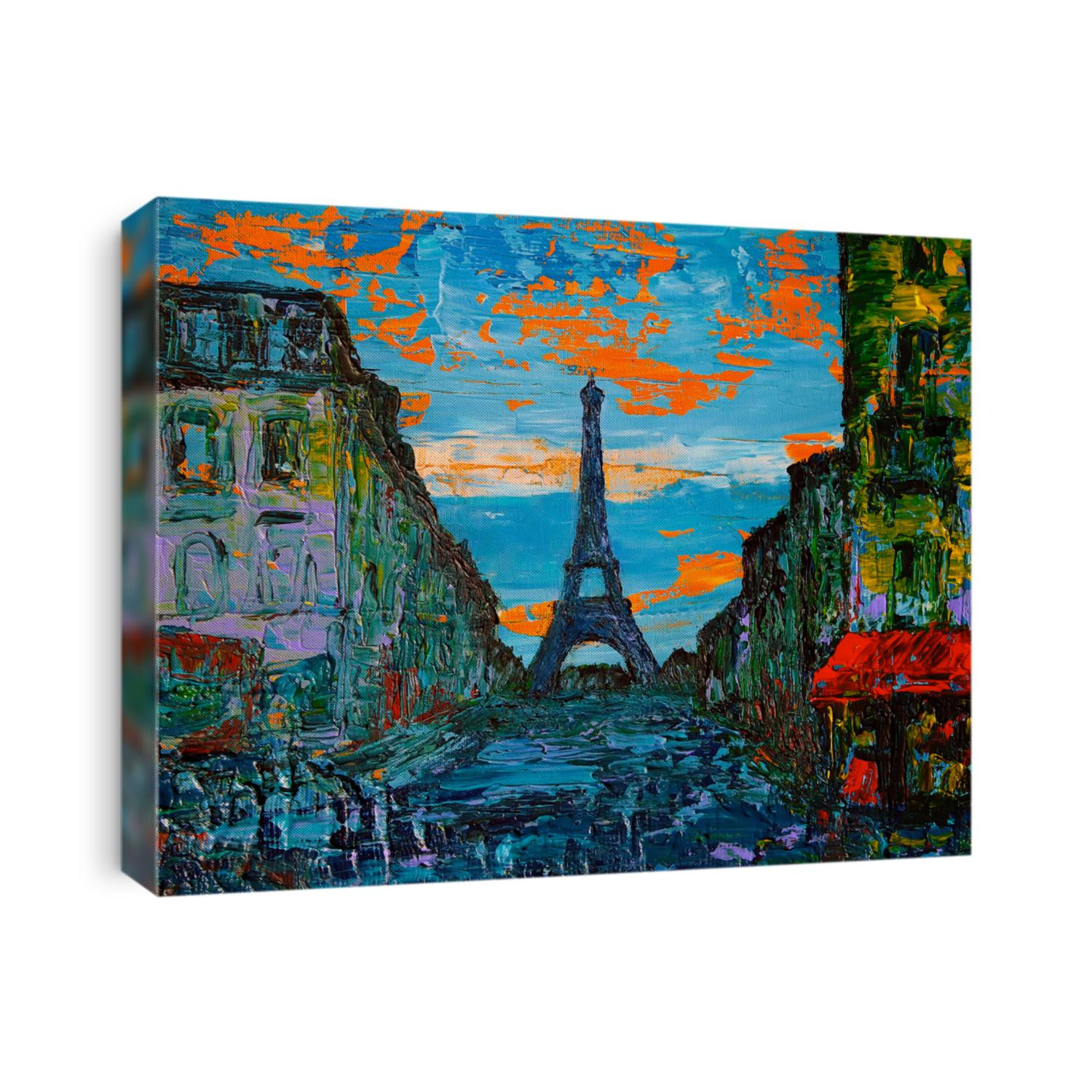 Paris sunset street art painting