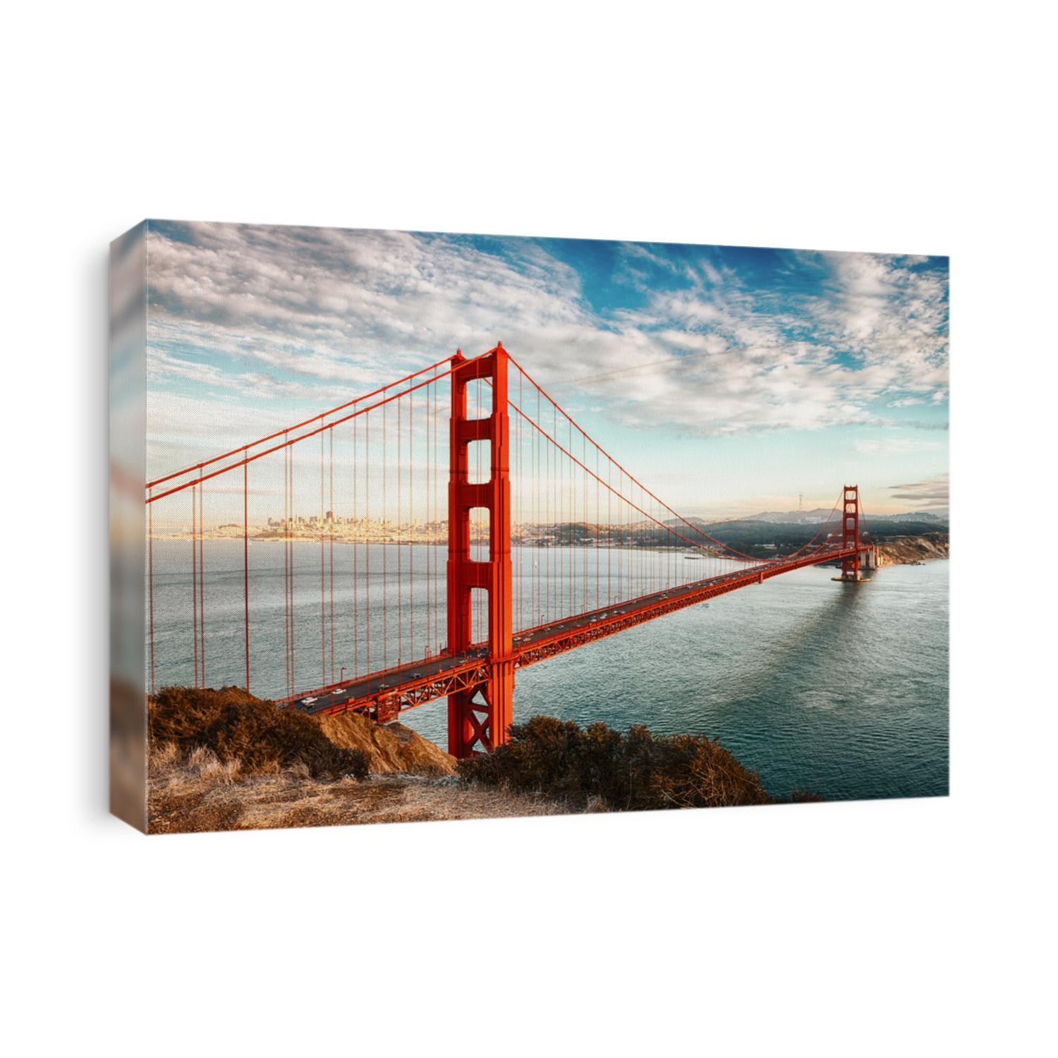 famous Golden Gate Bridge, San Francisco at night, USA