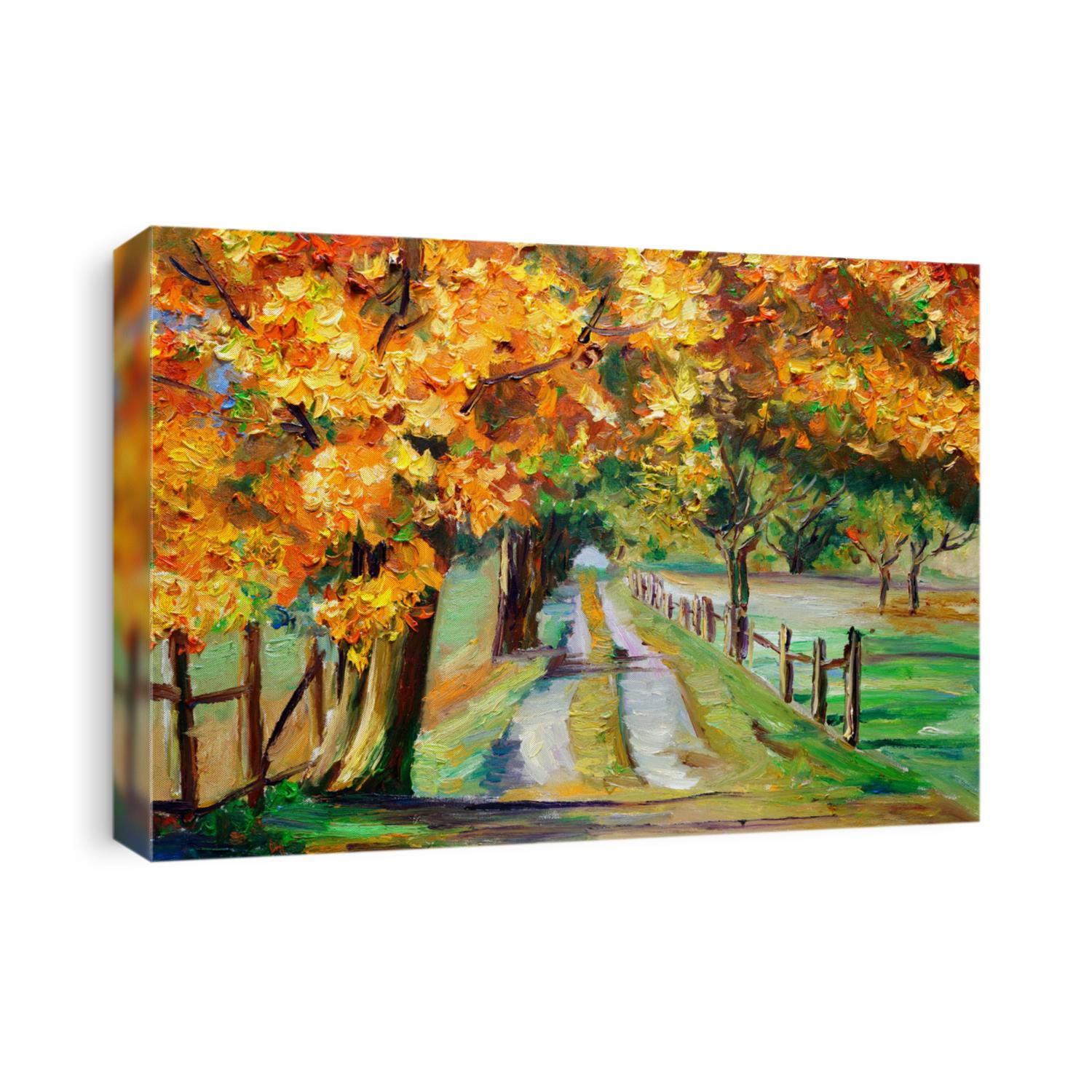 Oil Painting - Country Road with Maple