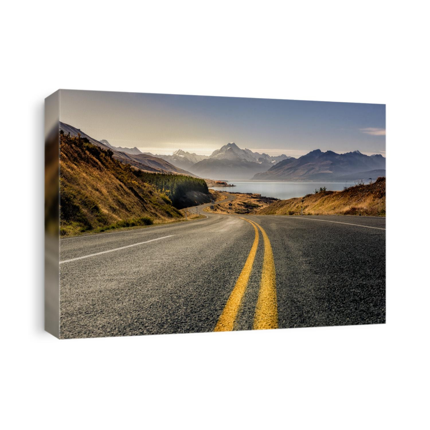 Road to mountain cook along pukaki lake ,South island ,New Zealand