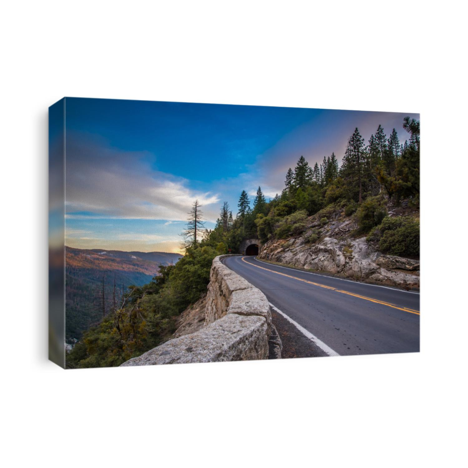 road through the mountains at yosemite 