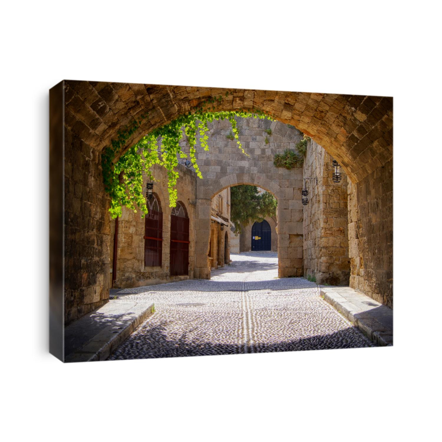 Medieval arched street in the old town of Rhodes, Greece