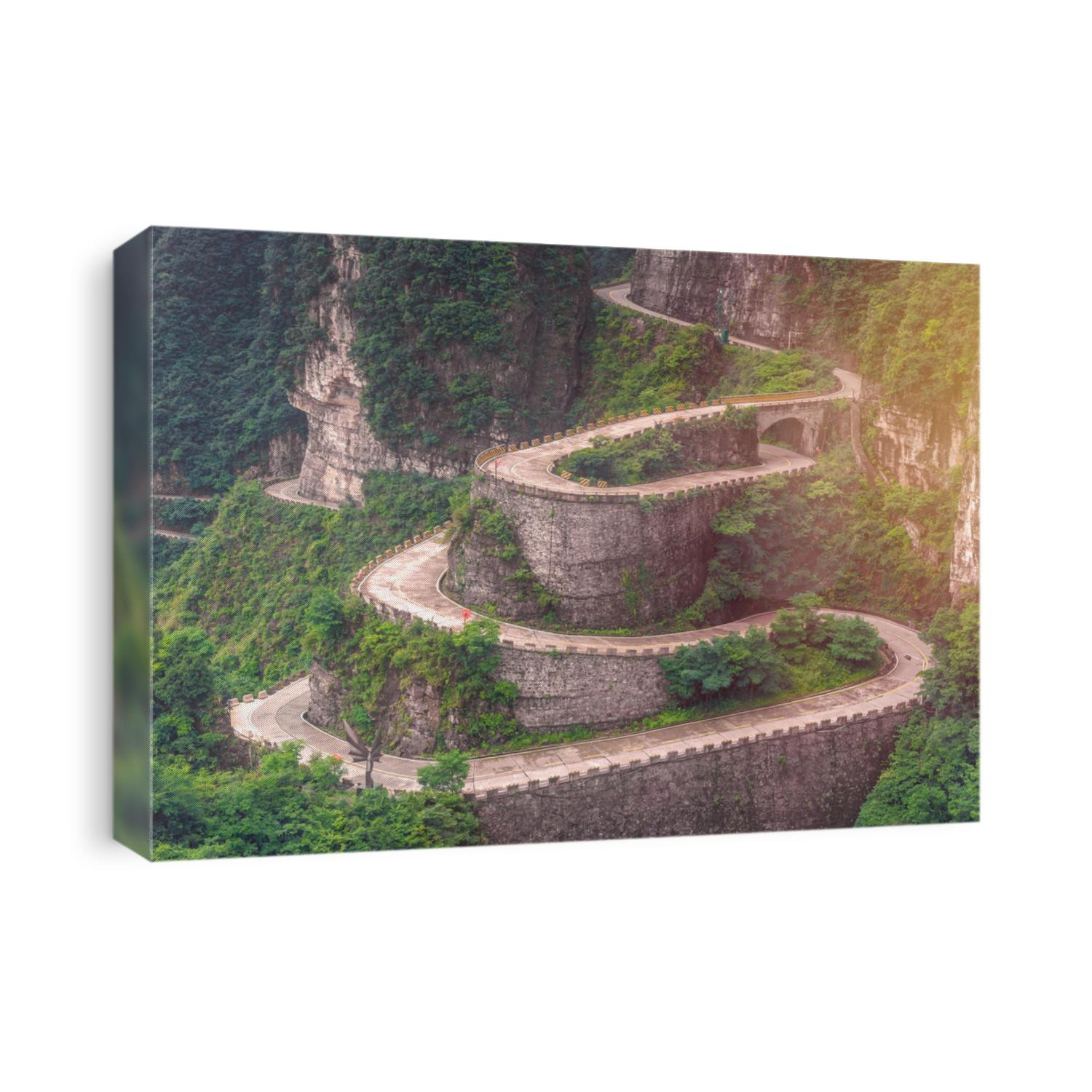 winding and curves road in Tianmen mountain national park, Hunan province, China.