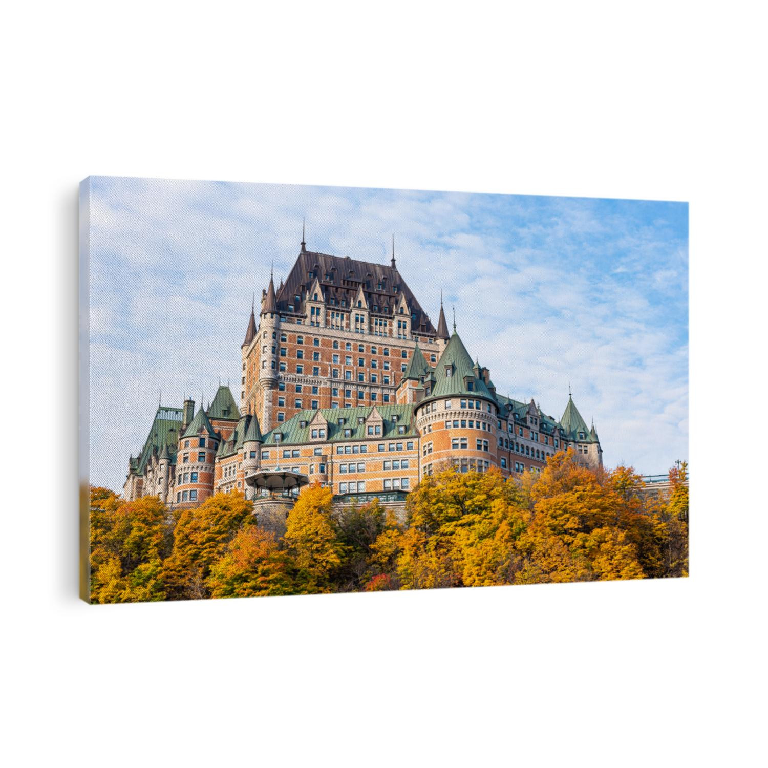The Frontenac Castle (Fairmount Hotel) in the old Quebec city (Canada) with autumn colors.
