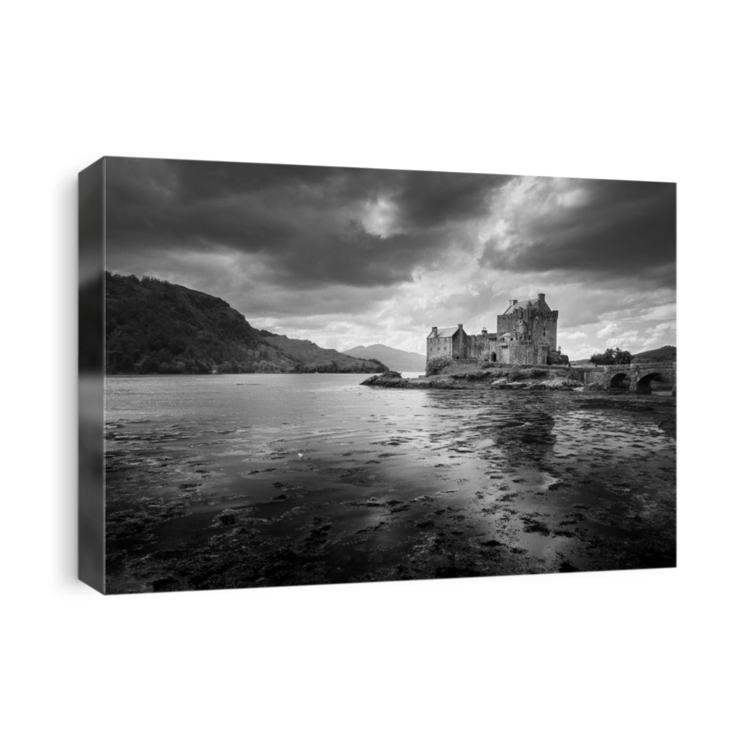 Eilean Donan Castle in Scotland in black and white